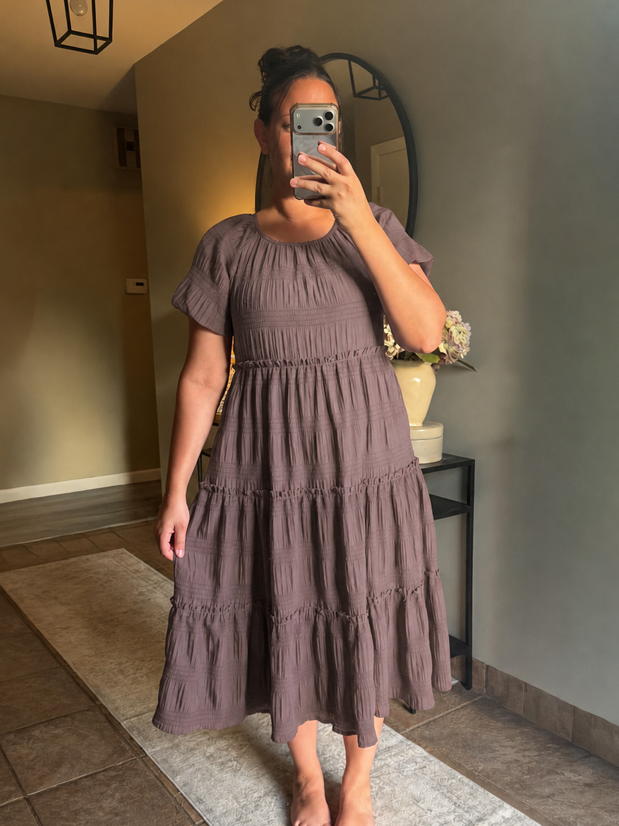 Serena Midi Dress in Mushroom