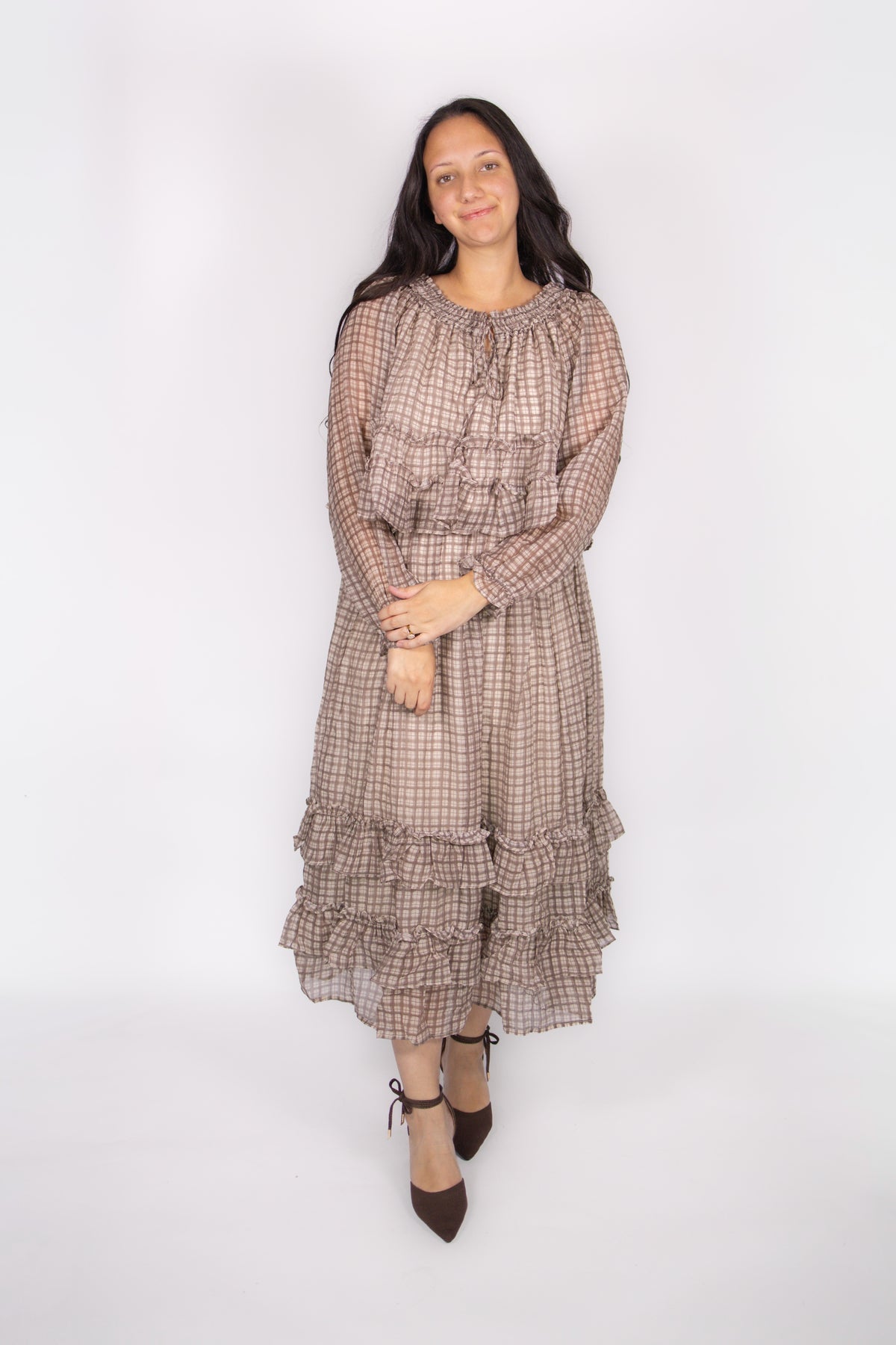 Rory Plaid Skirt Set in Mocha
