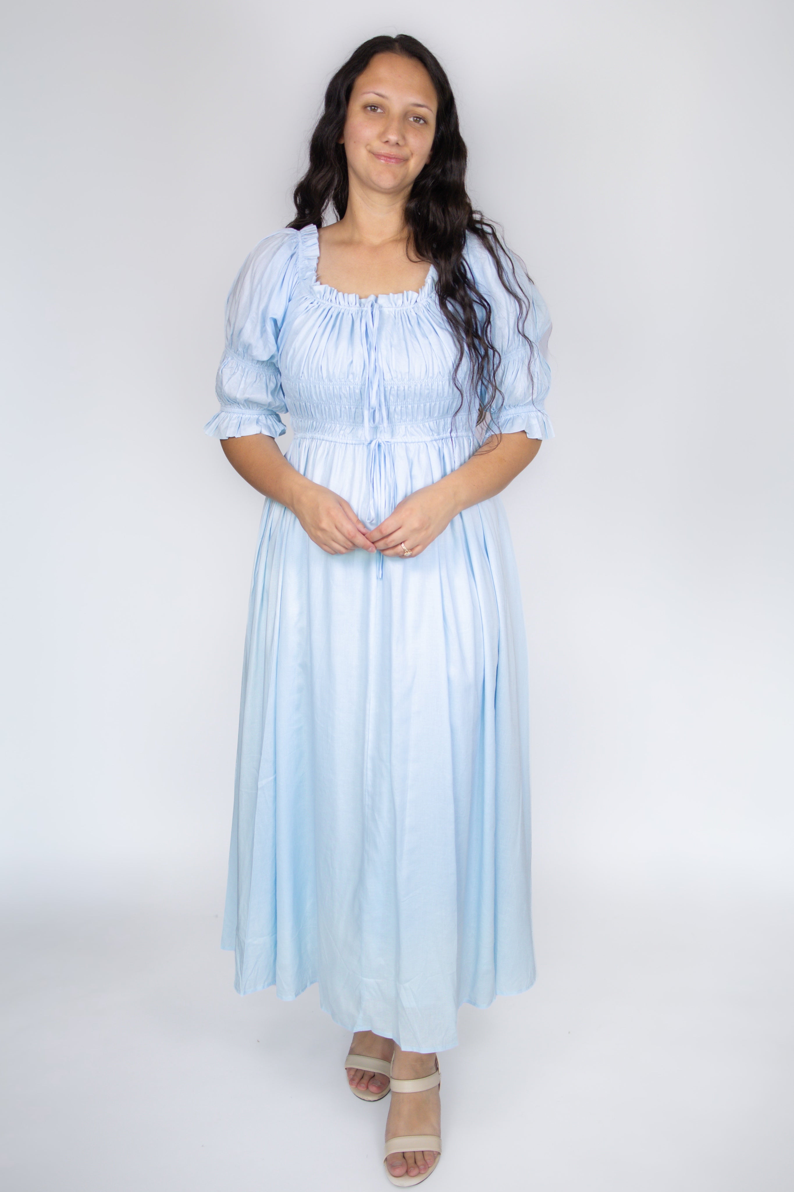Blakely Smocked Dress in Baby Blue