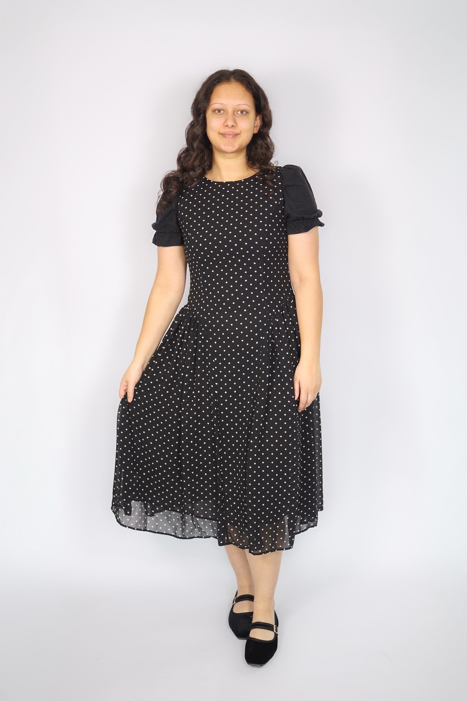 Kamrie Polka Dot Tank Dress in Black
