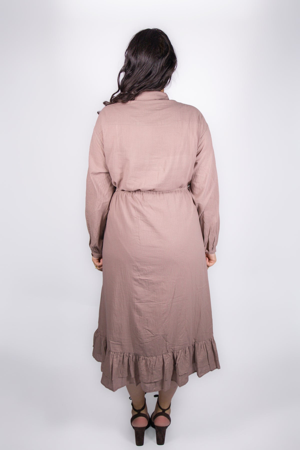 Evie Drawstring Shirt Dress in Mauve