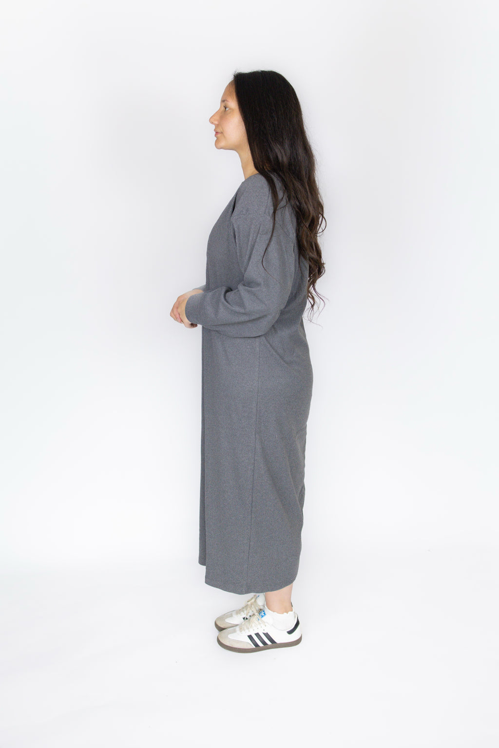 Stevie Casual Sweatshirt Dress in Charcoal