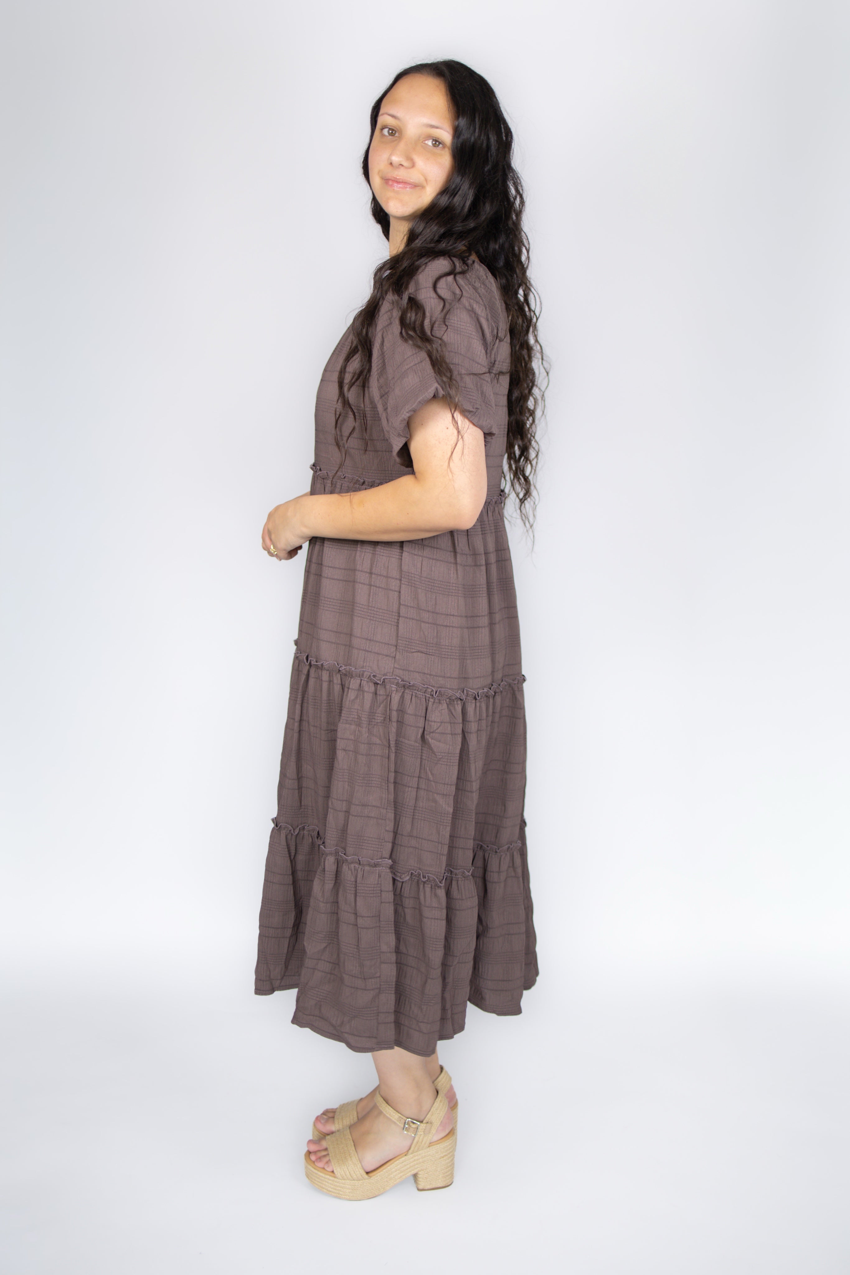 Serena Midi Dress in Mushroom