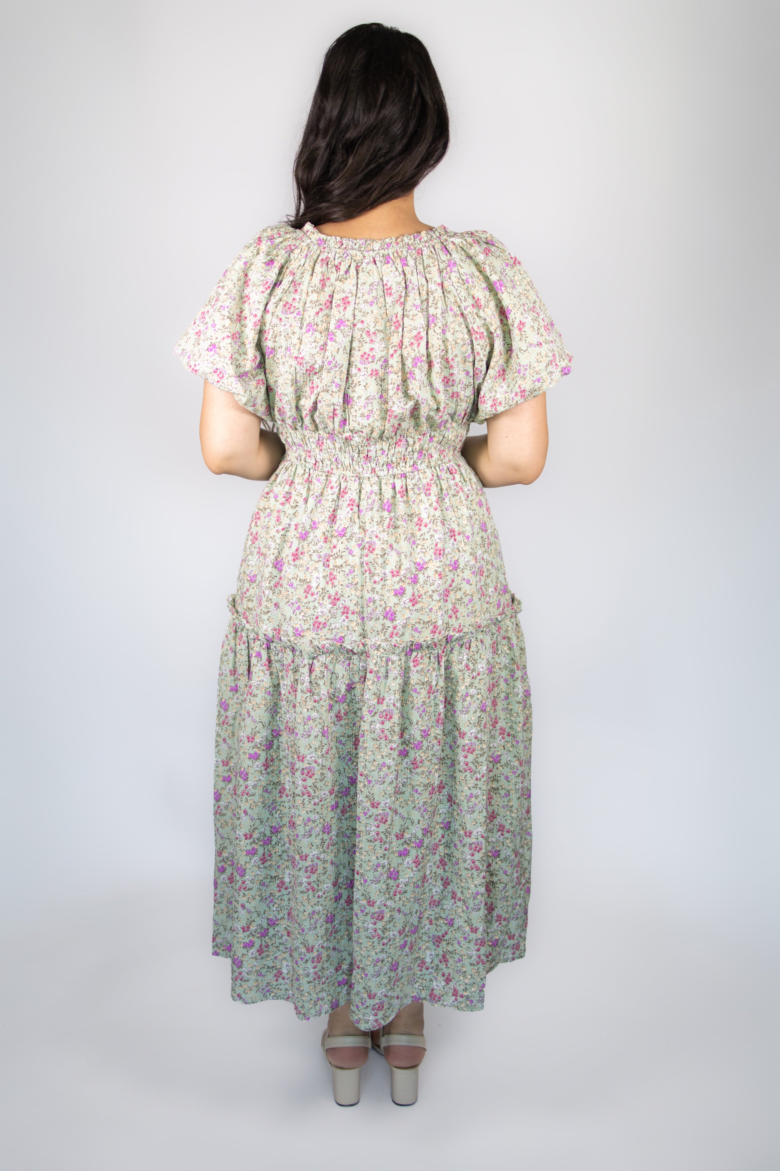 Lena Midi Dress in Sage Floral