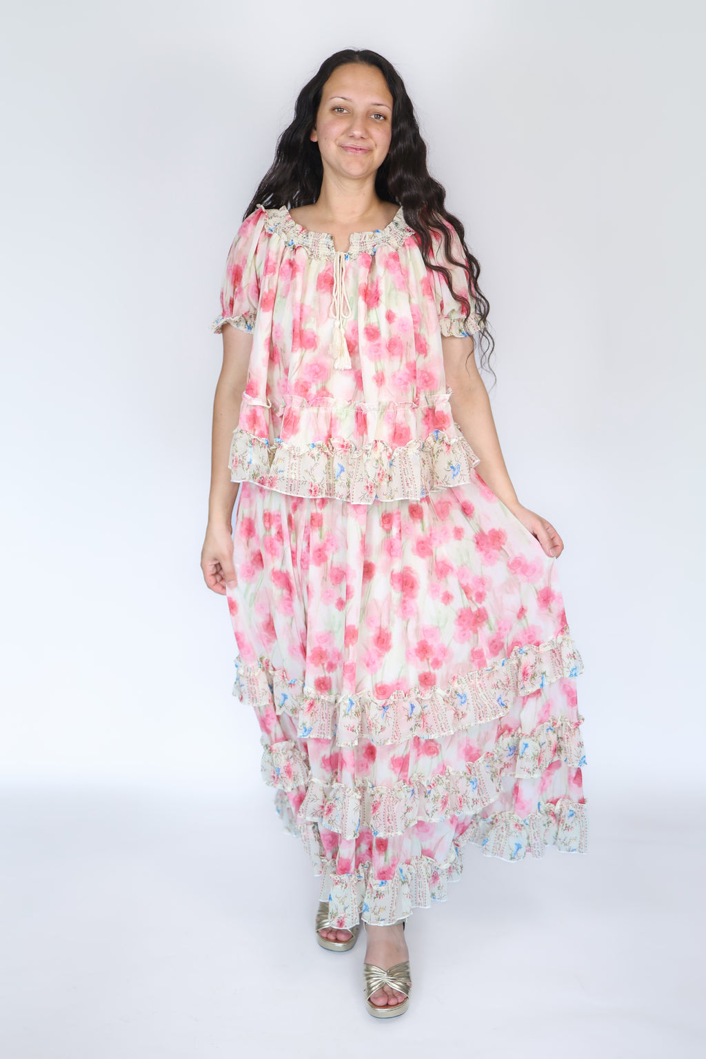 Giselle Pink Floral Maxi Set