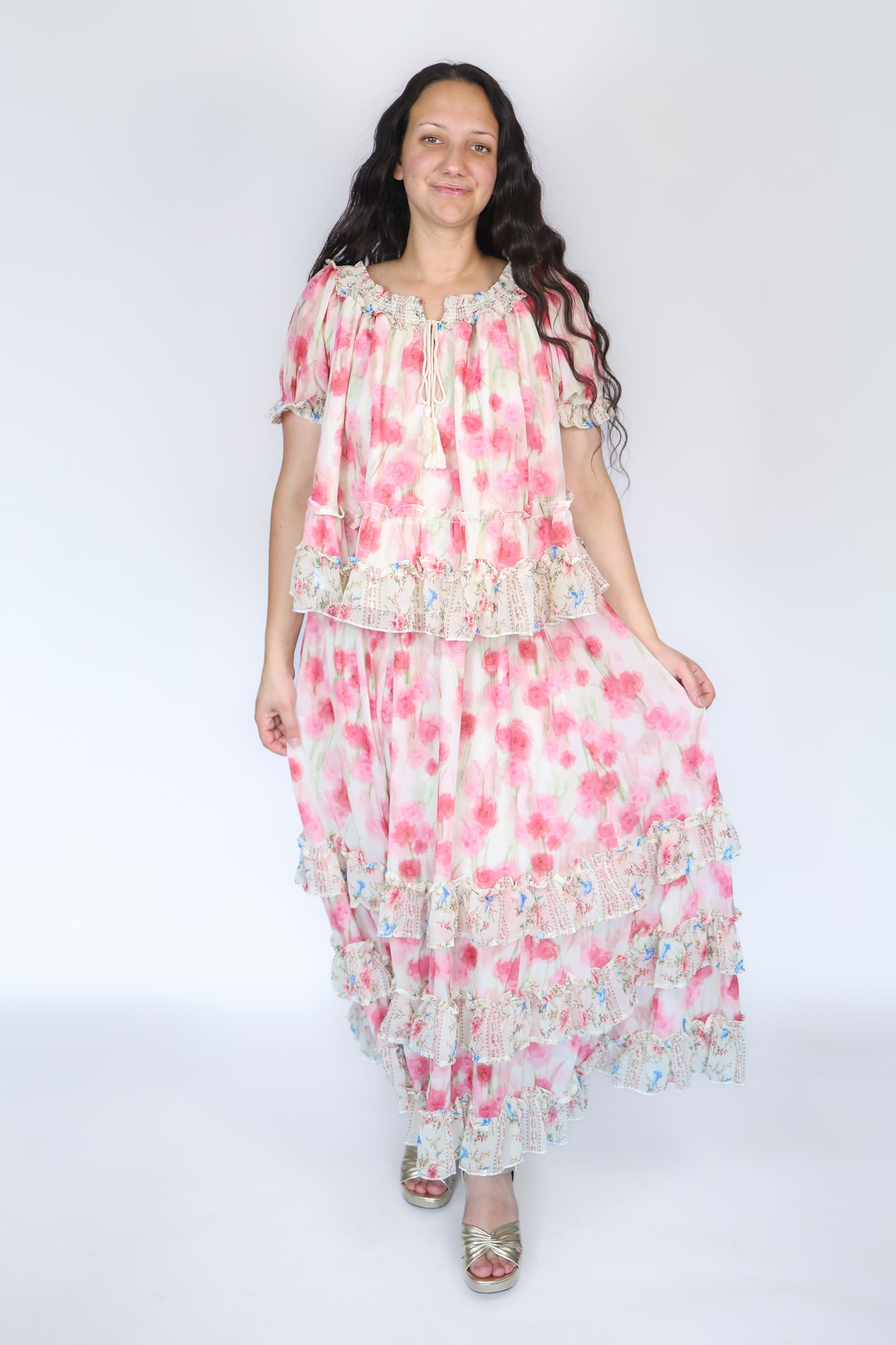 Giselle Pink Floral Maxi Set