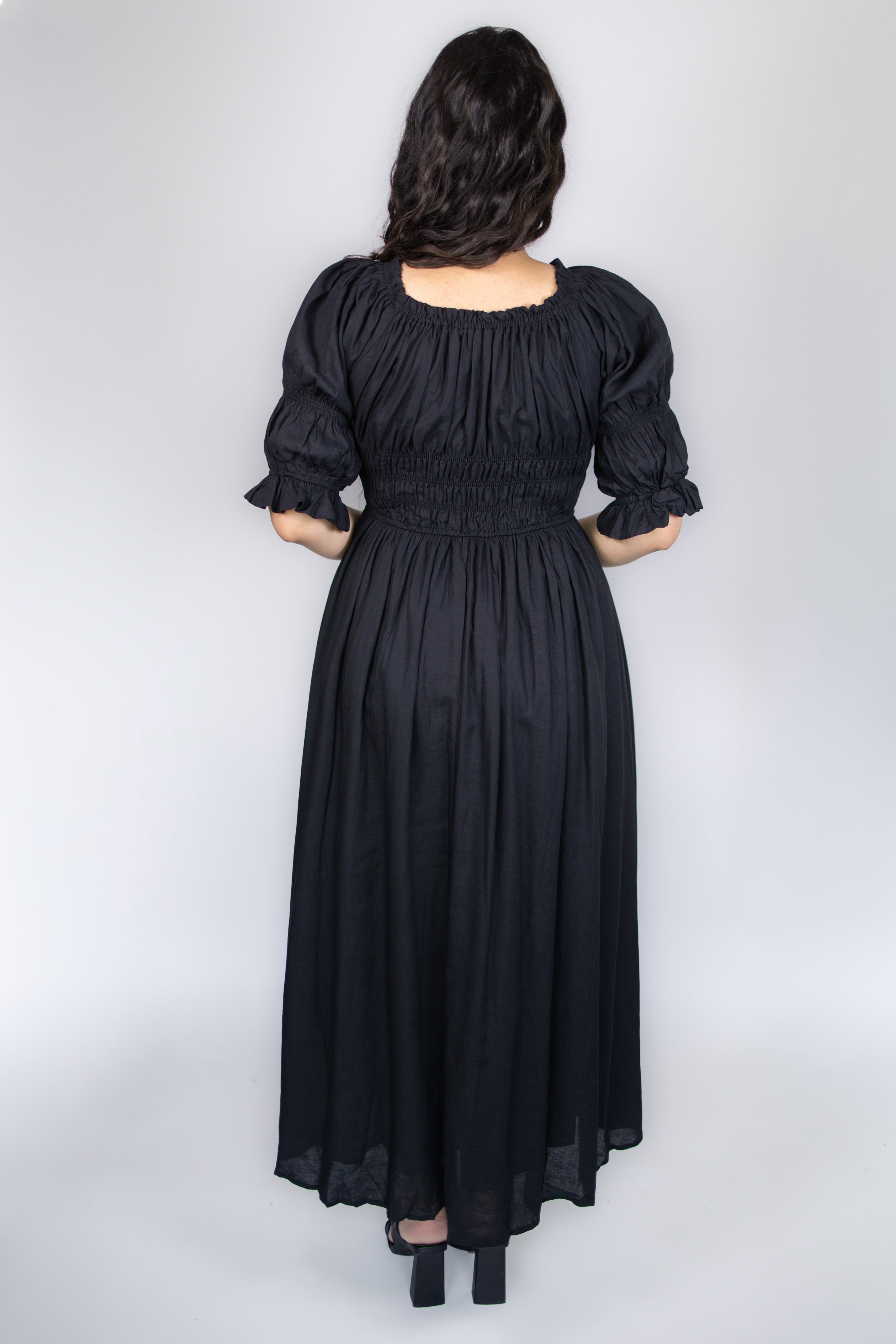 Blakely Smocked Dress in Black