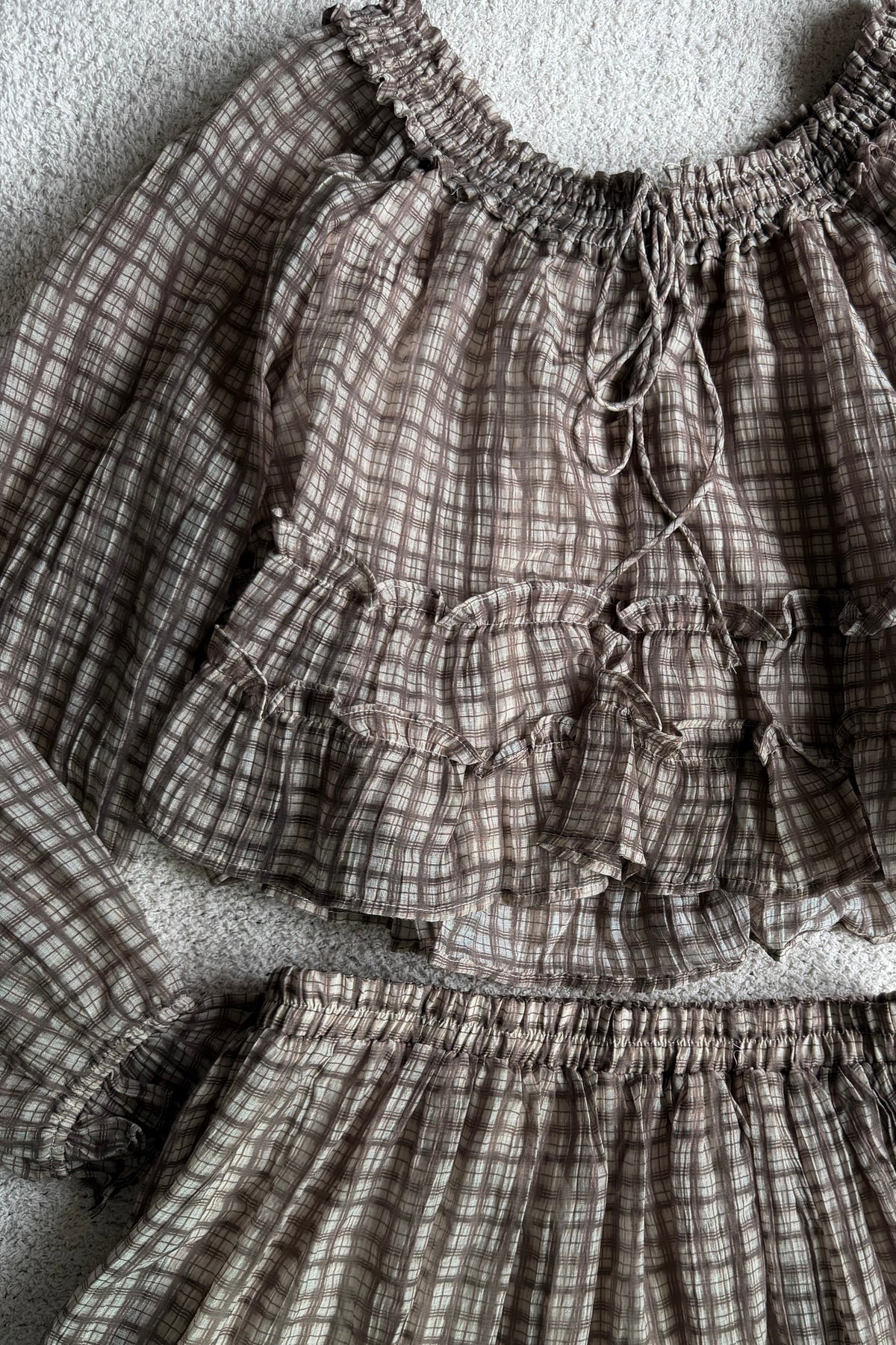 Rory Plaid Skirt Set in Mocha