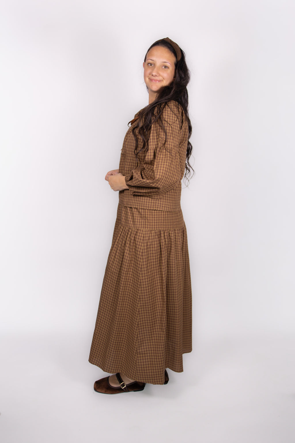 Mollie Gingham Set in Caramel
