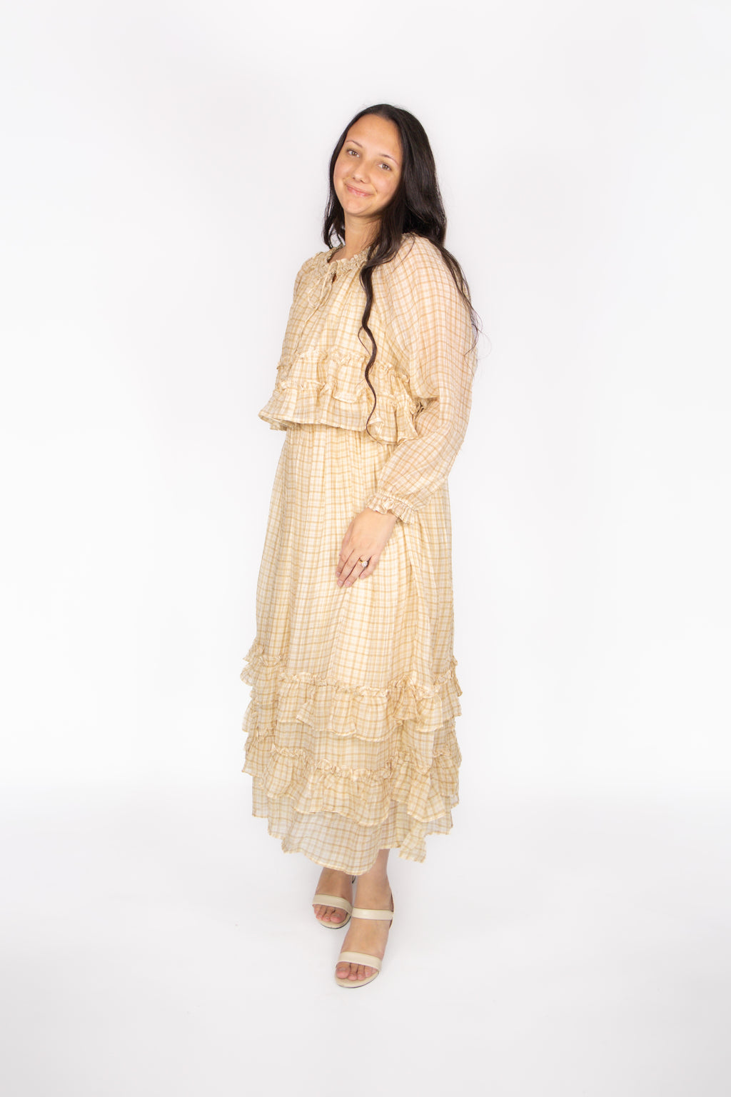 Rory Plaid Skirt Set in Khaki