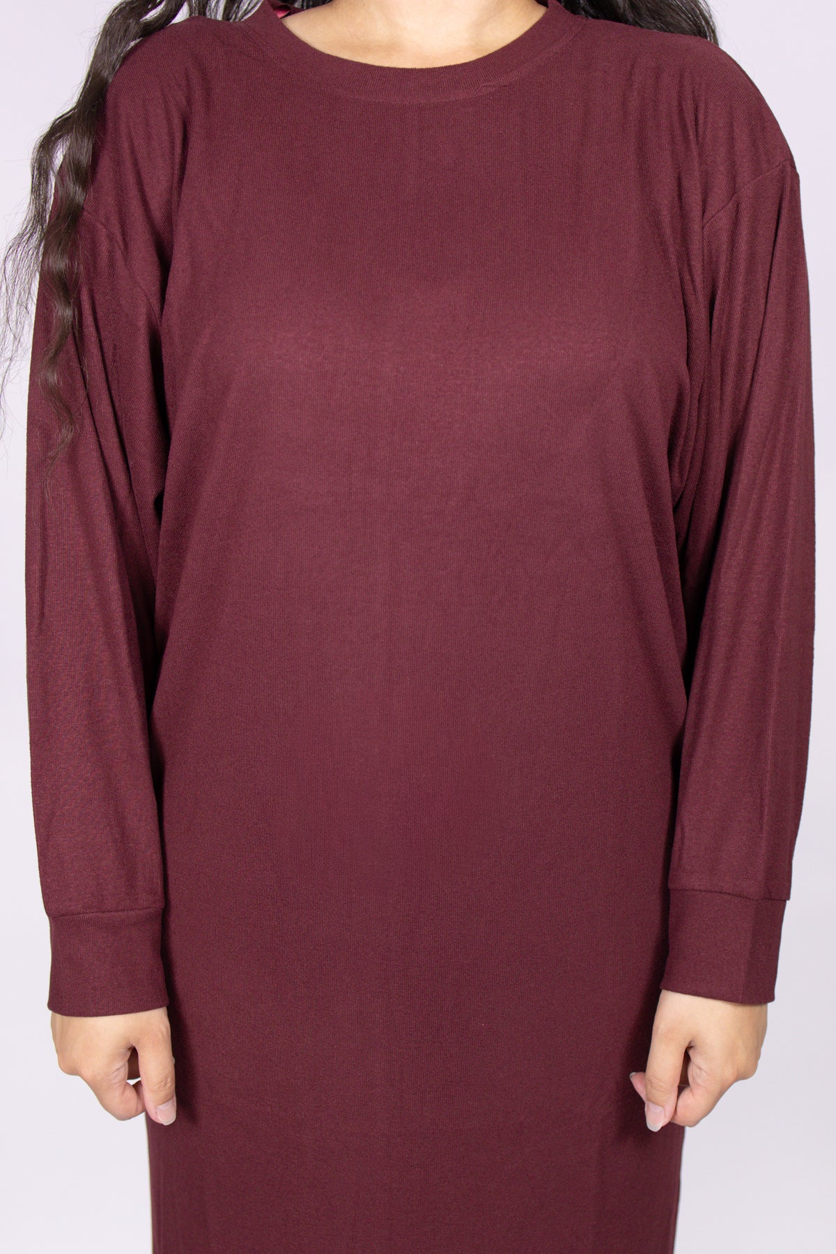 Stevie Casual Sweatshirt Dress in Burgundy