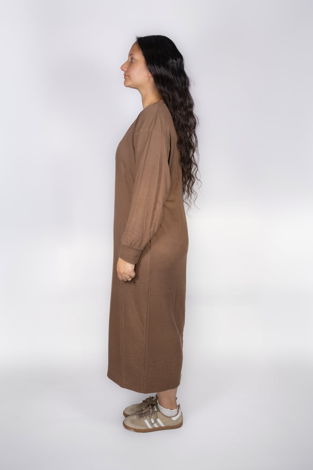 Stevie Casual Sweatshirt Dress in Mocha