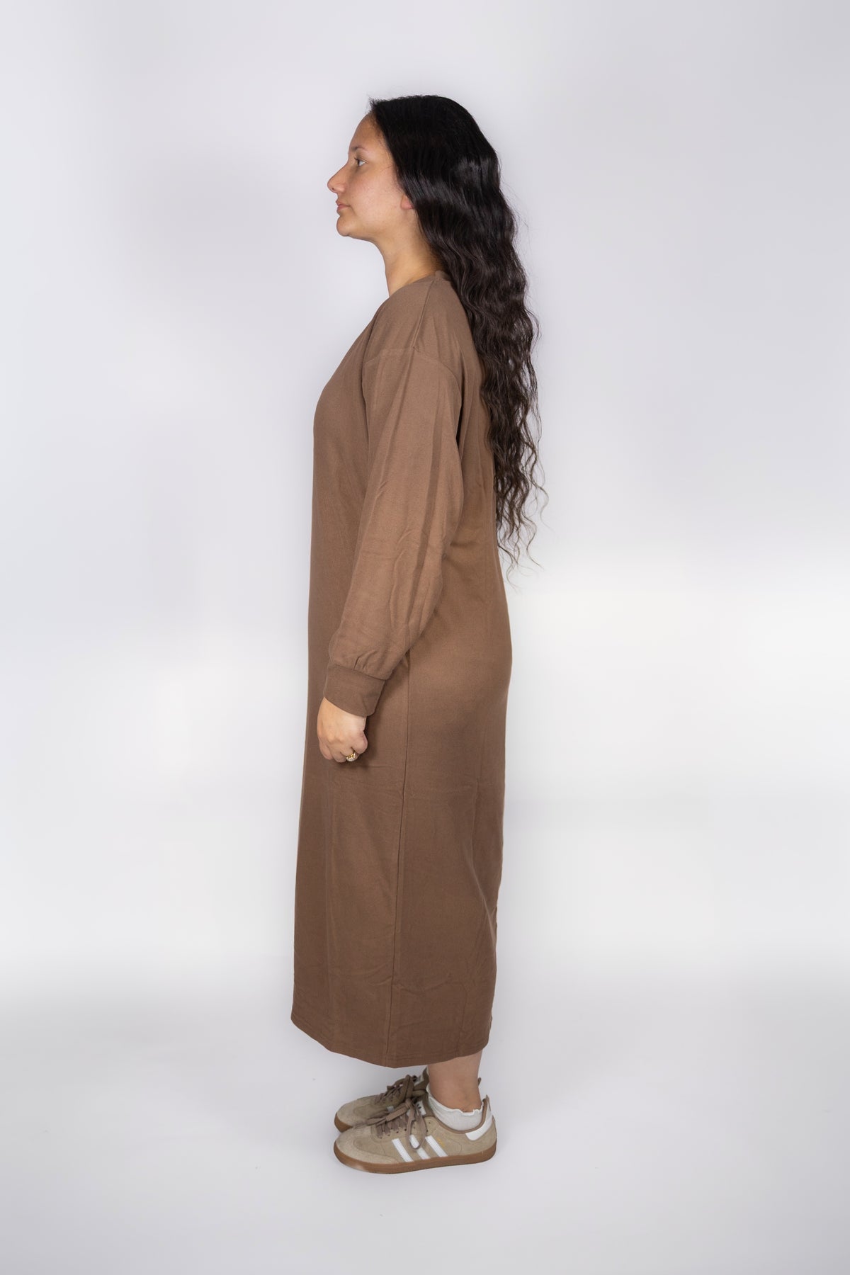 Stevie Casual Sweatshirt Dress in Mocha