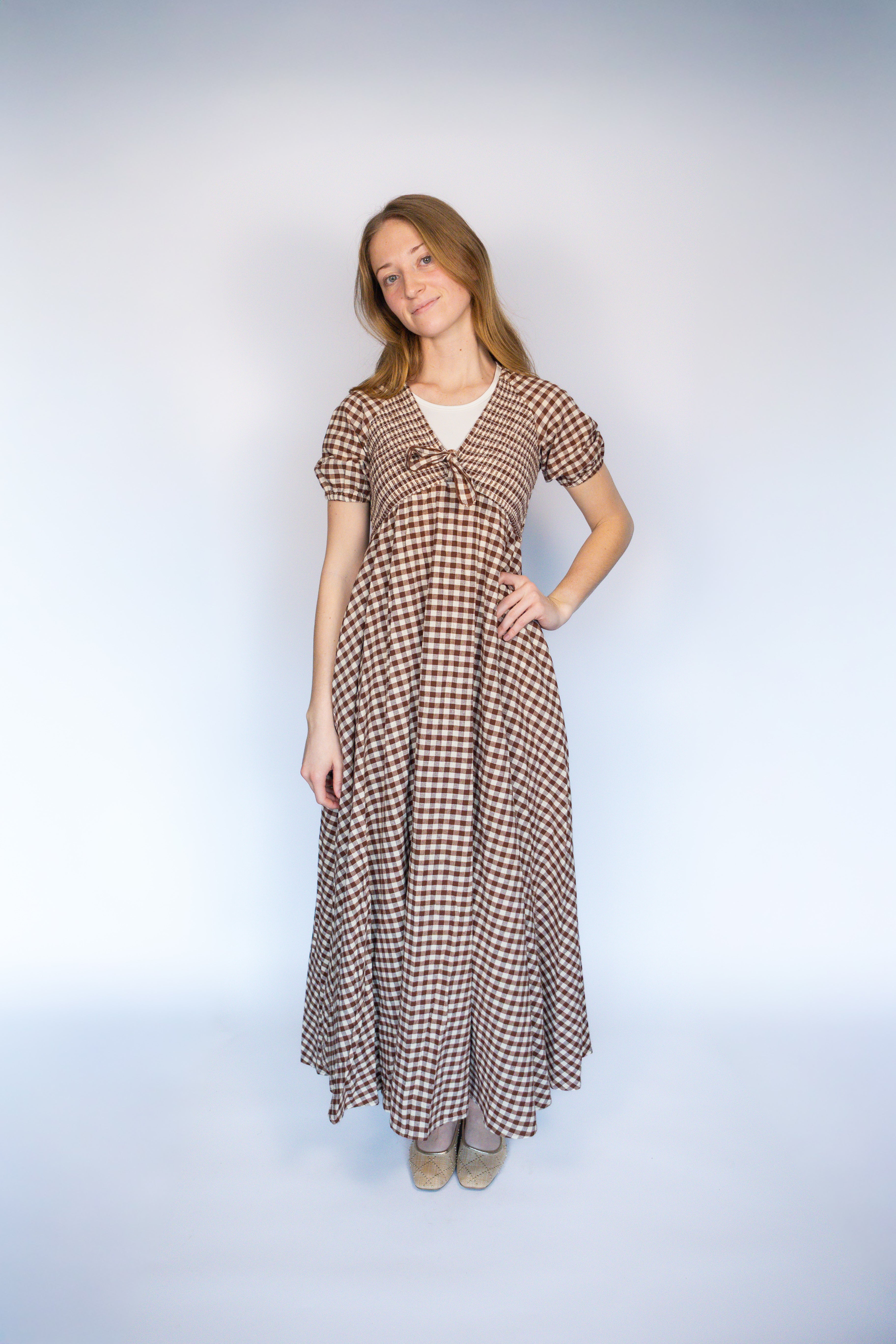 Briar Smocked Gingham Maxi Dress