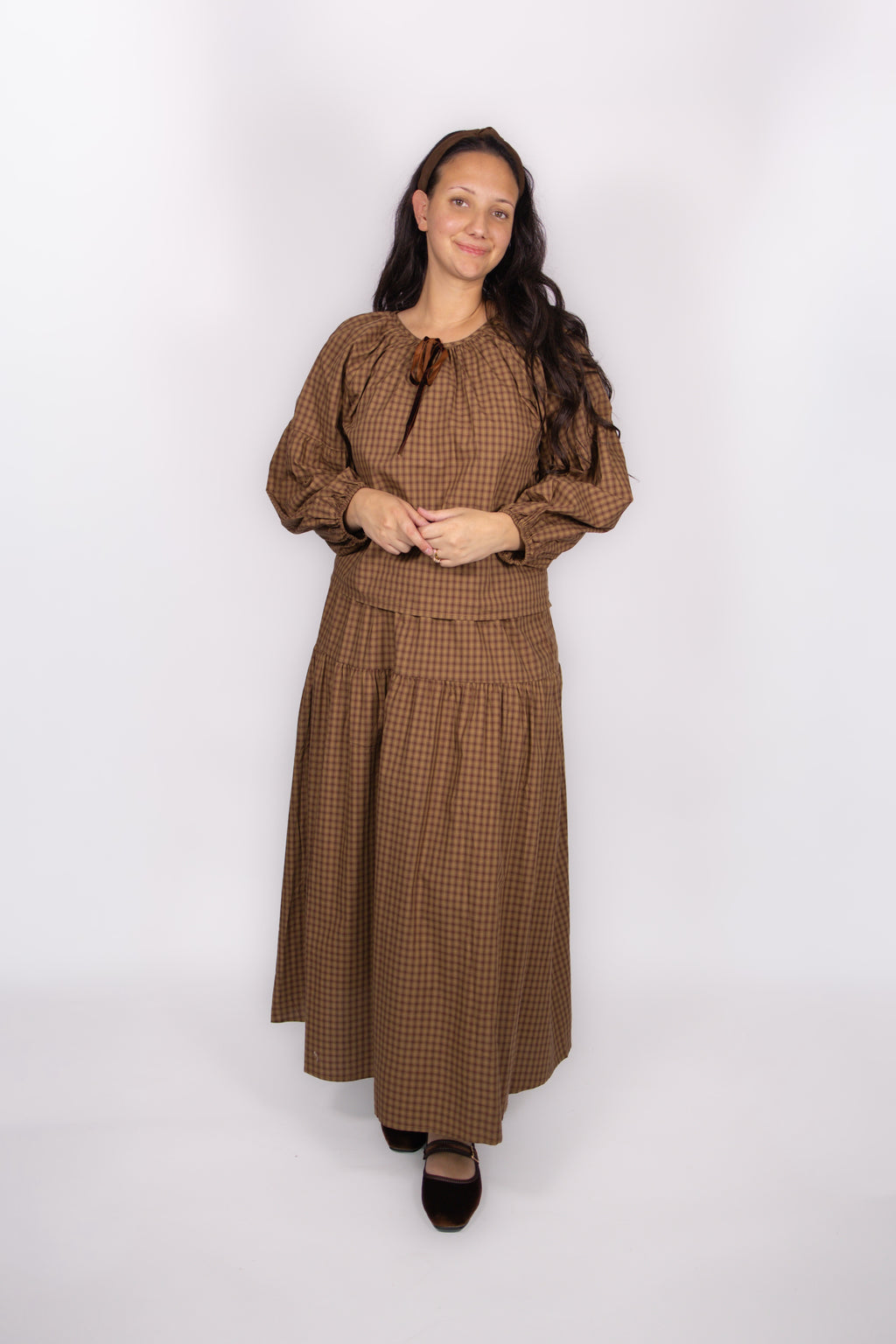 Mollie Gingham Set in Caramel