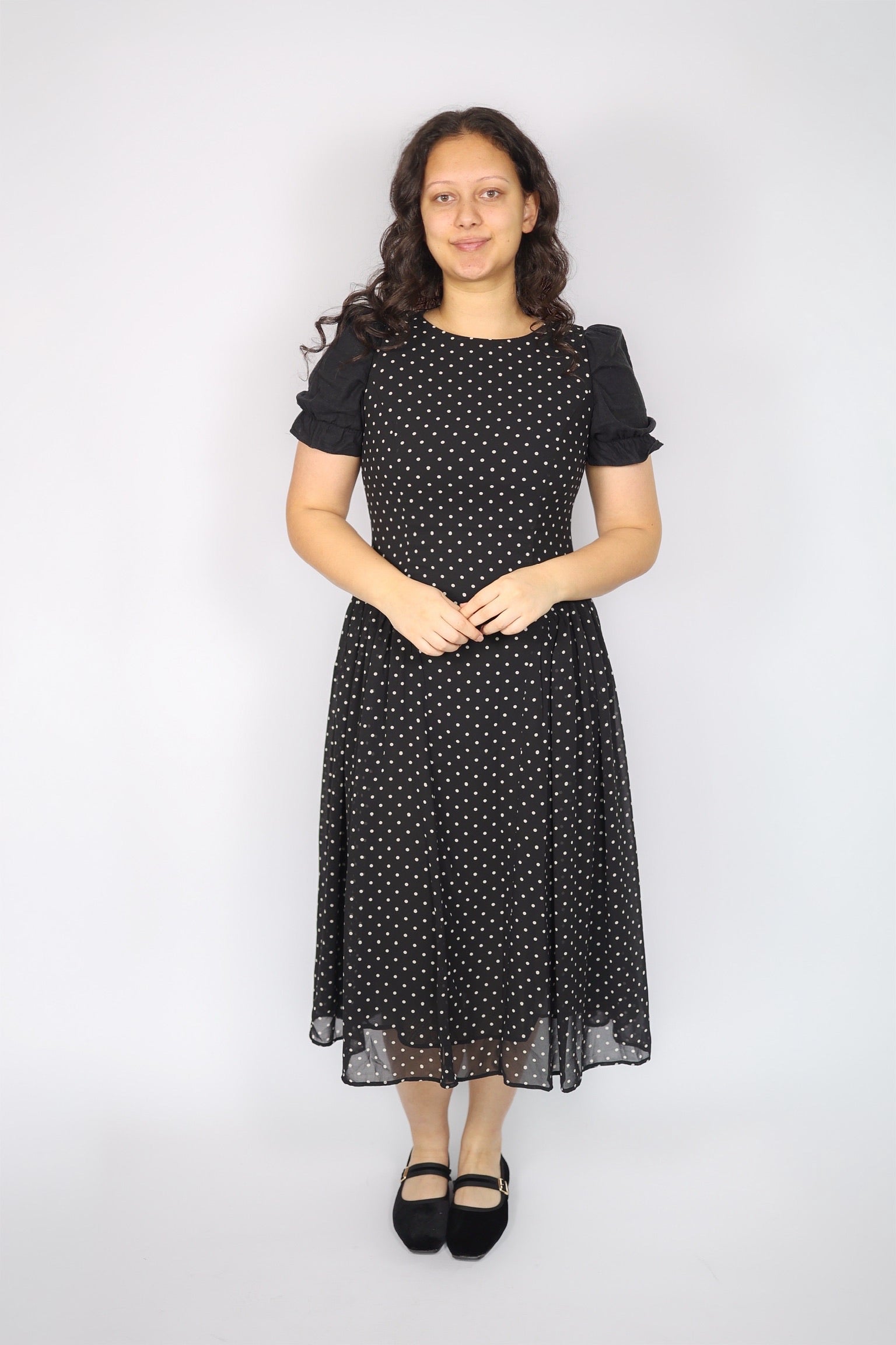Kamrie Polka Dot Tank Dress in Black
