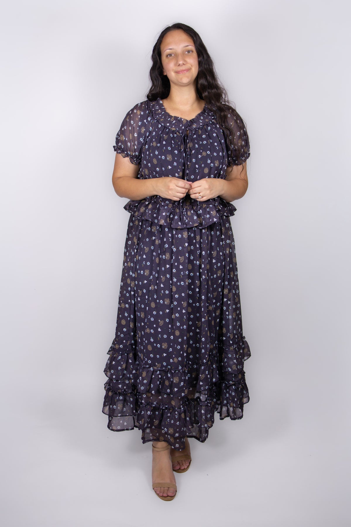 Willow Floral Skirt Set in Navy