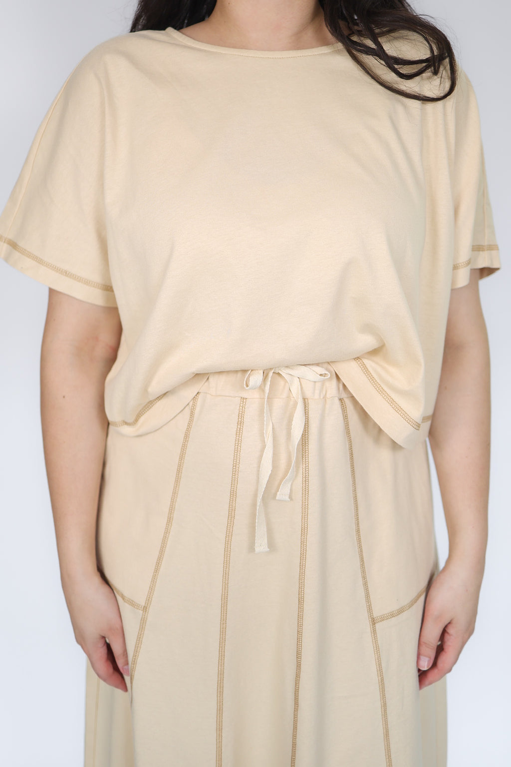 Mallie Casual Top & Skirt Set in Natural - Restock 5/8