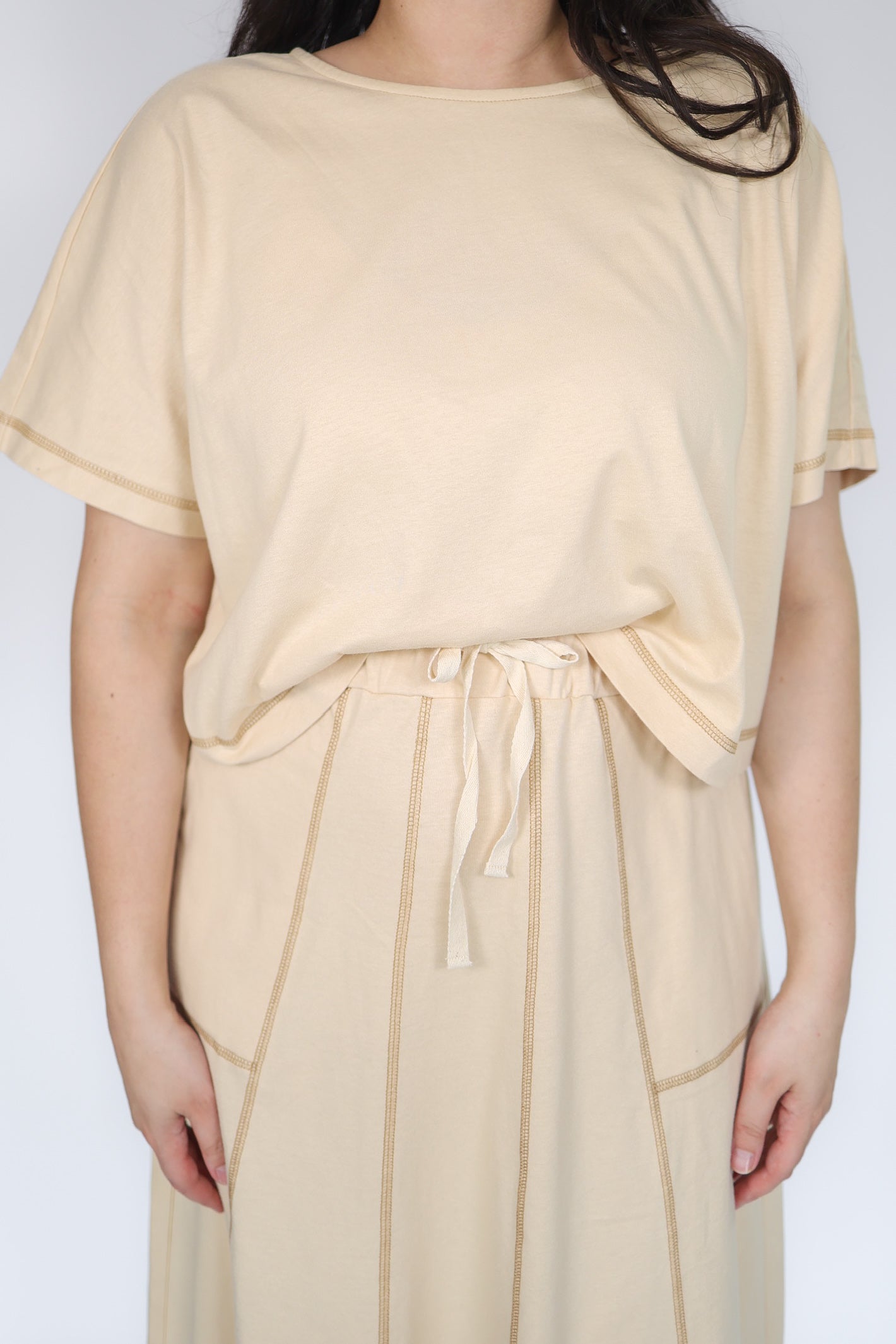 Mallie Casual Top & Skirt Set in Natural - Restock 5/8