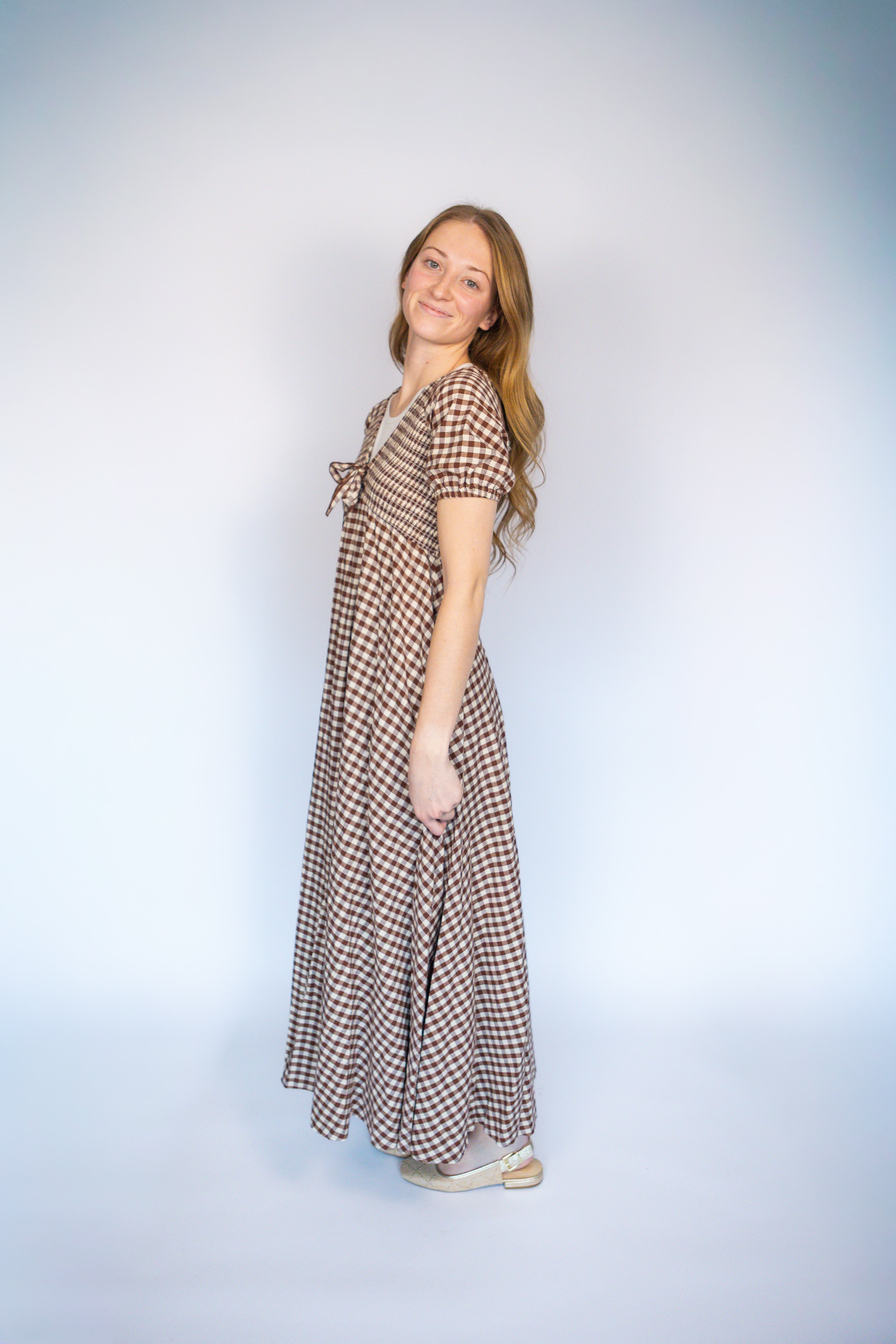 Briar Smocked Gingham Maxi Dress