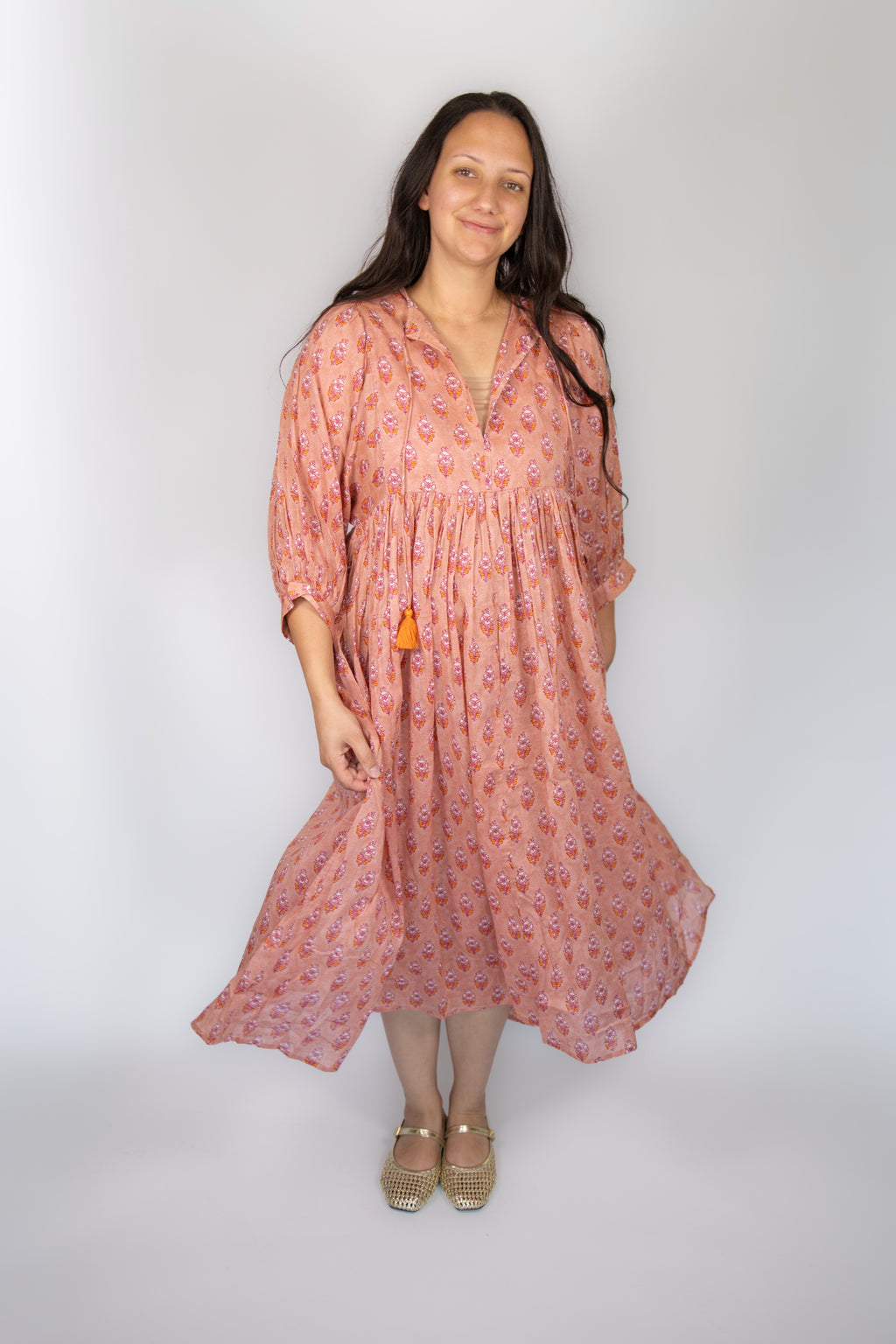 Delilah Flowy Dress in Coral
