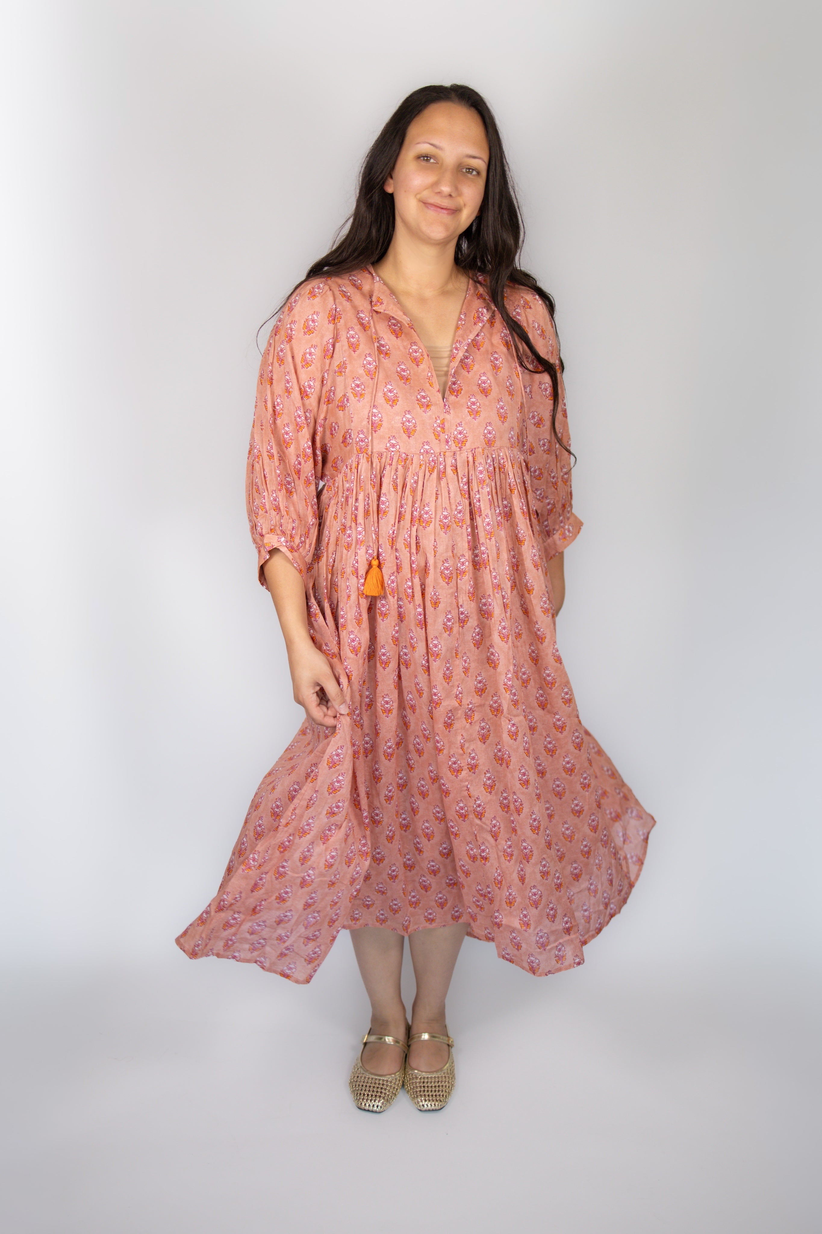 Delilah Flowy Dress in Coral