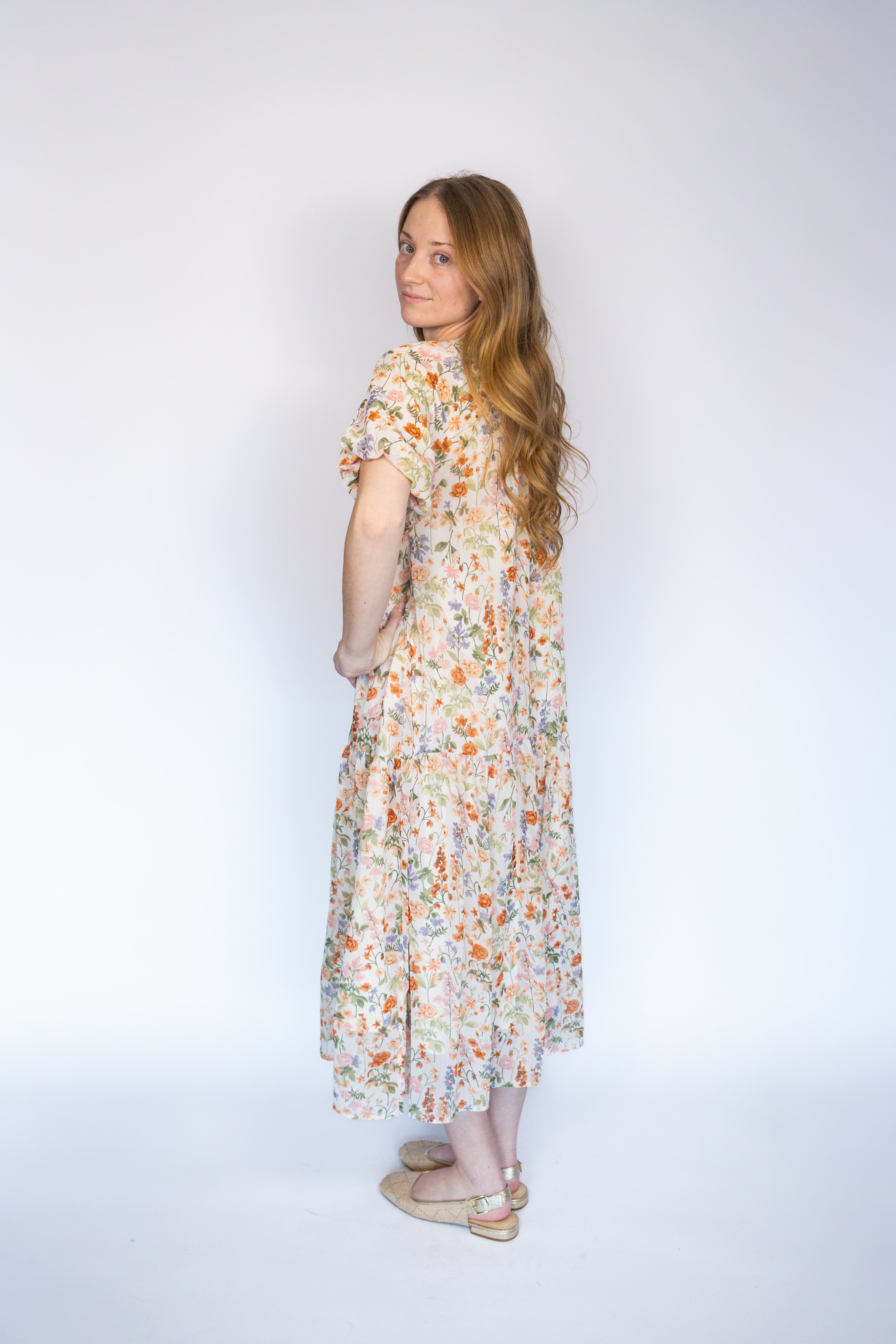 Poppy Balloon Sleeve Floral Dress