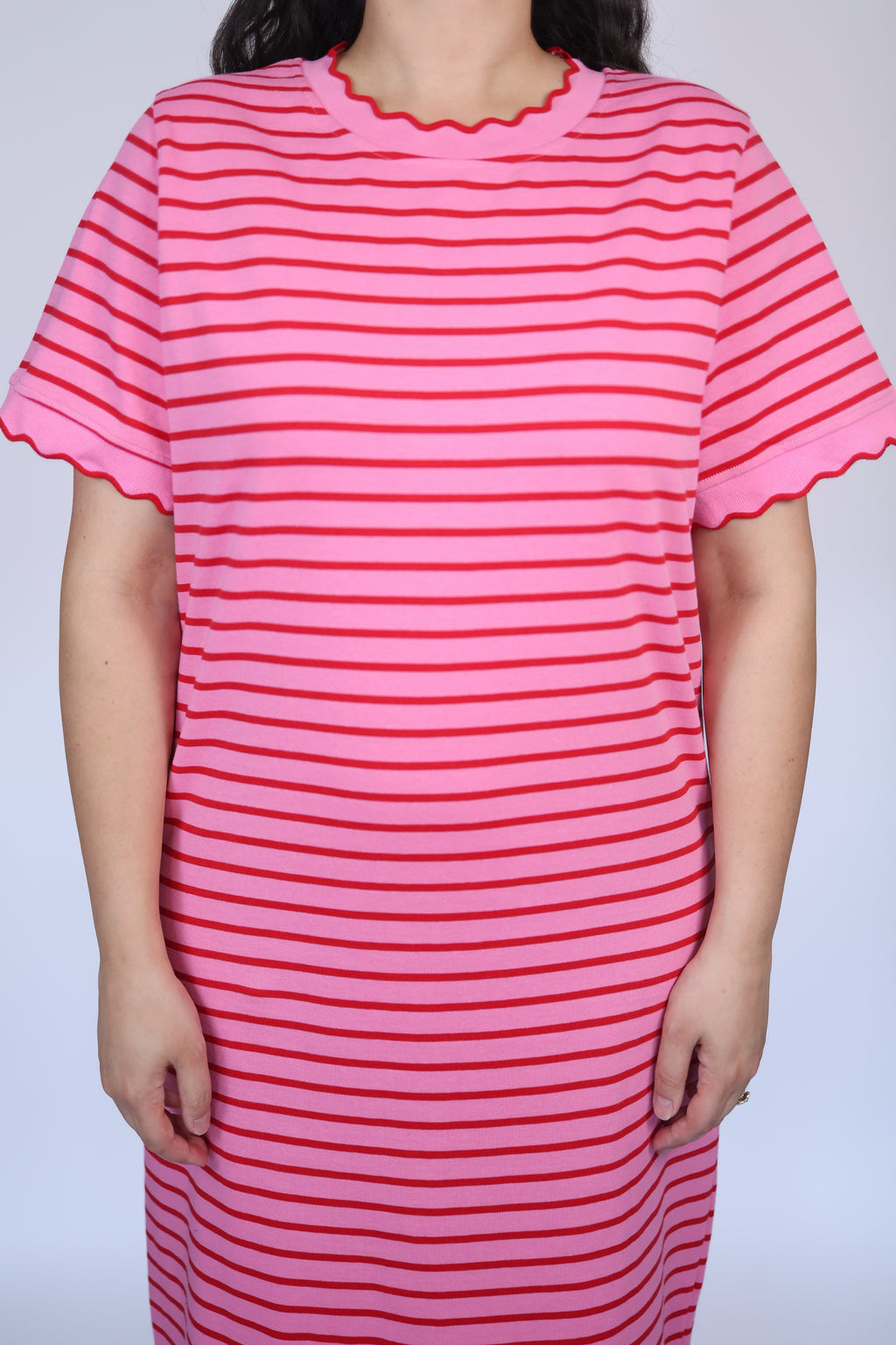 Stella Striped Tee Dress in Pink