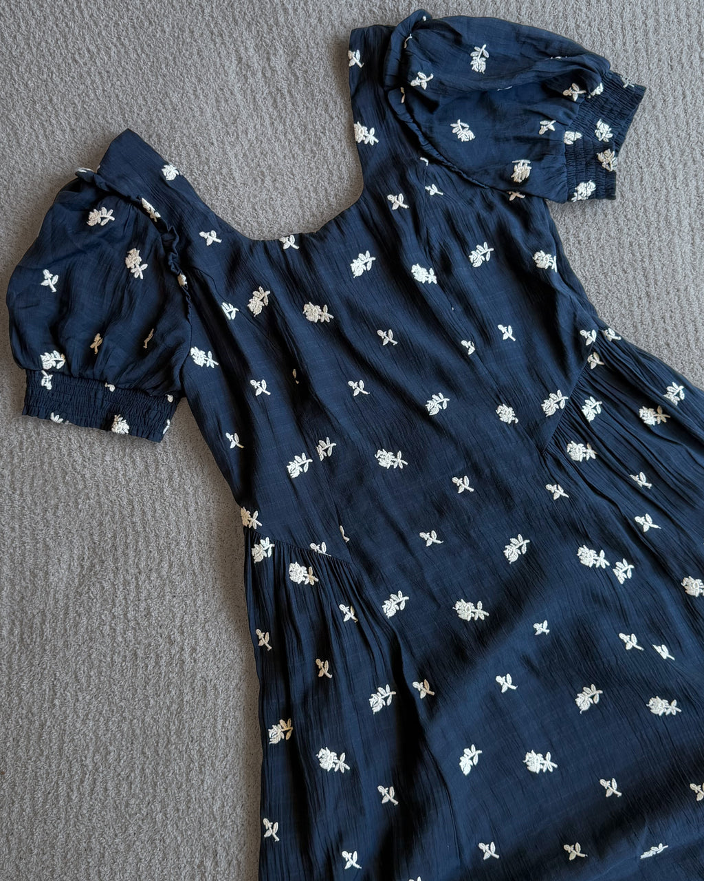 Karlie Embroidered Dropwaist Dress in Navy