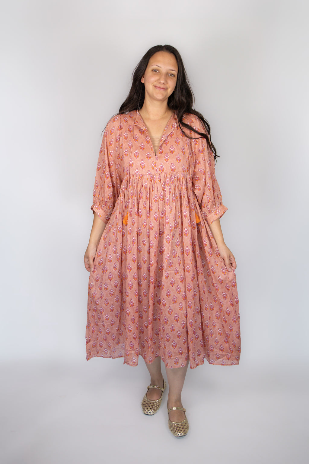 Delilah Flowy Dress in Coral