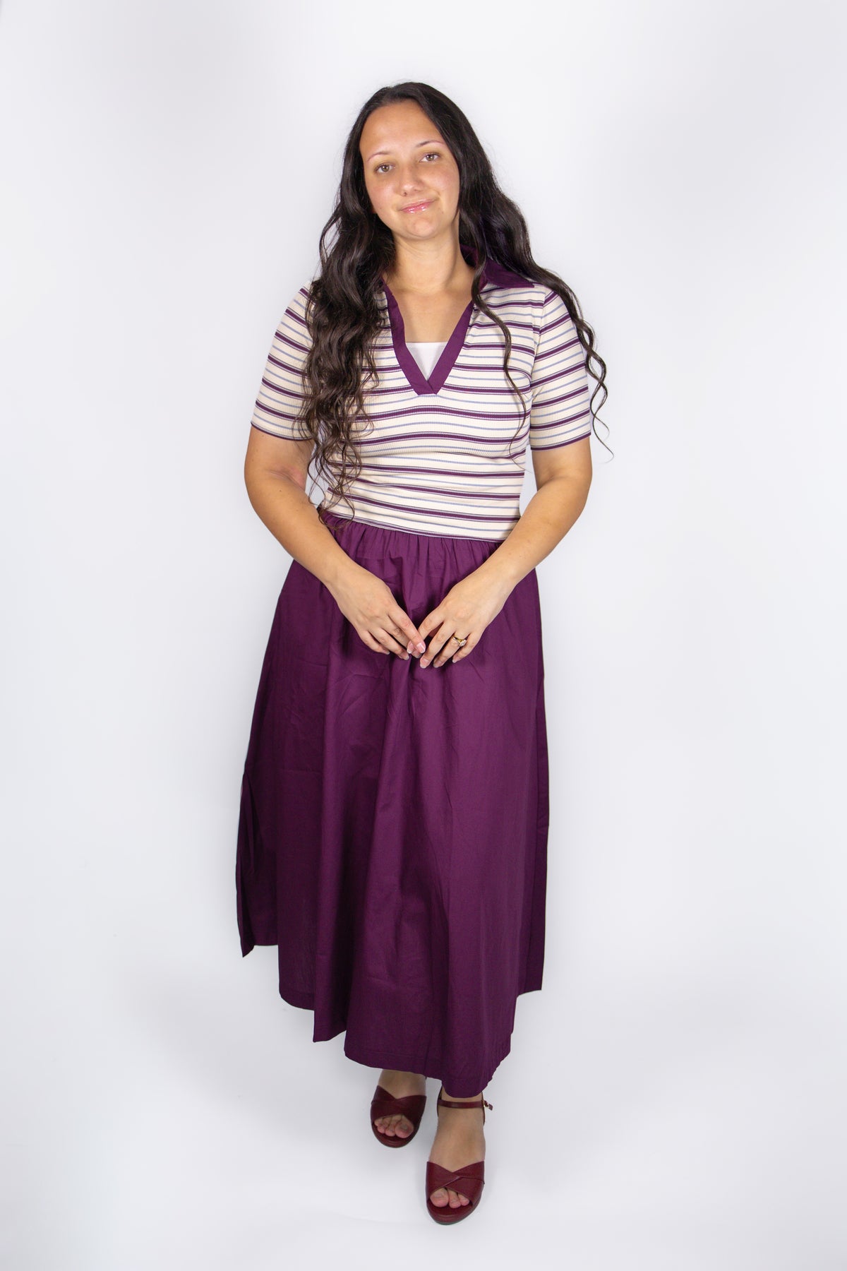 Monroe Striped Polo Dress in Orchid