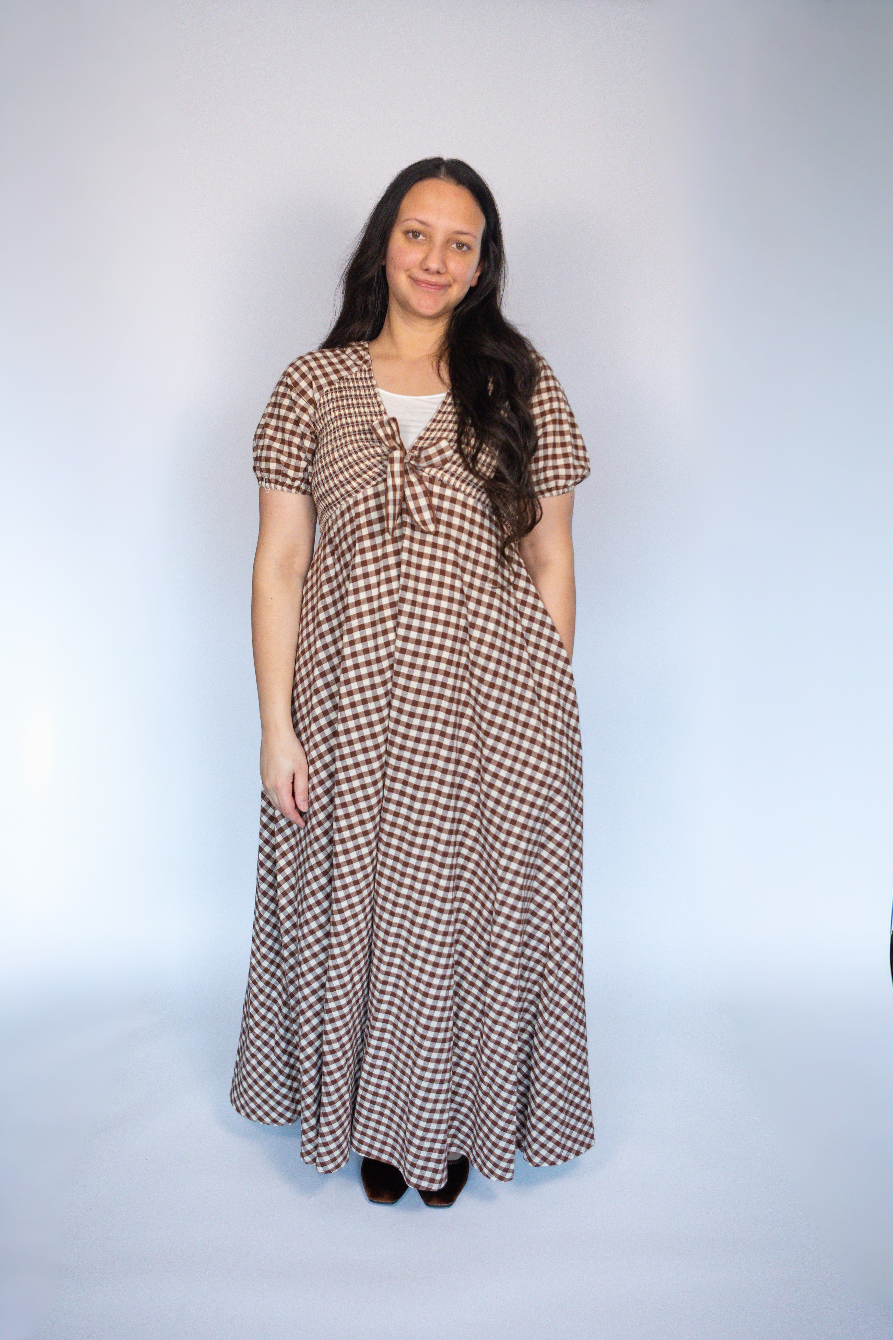 Briar Smocked Gingham Maxi Dress