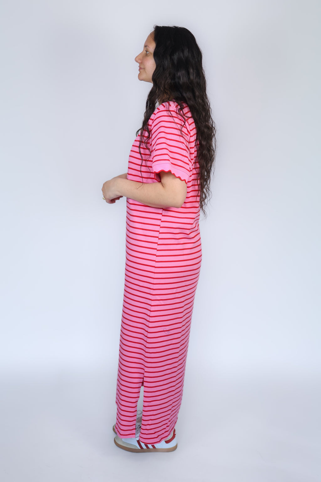 Stella Striped Tee Dress in Pink