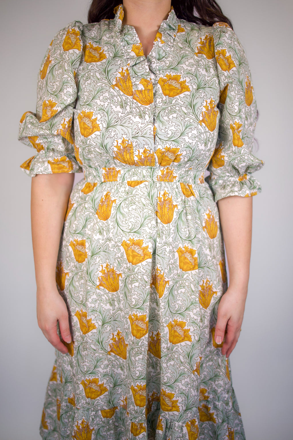 Andie Ruffle Collar Midi Dress