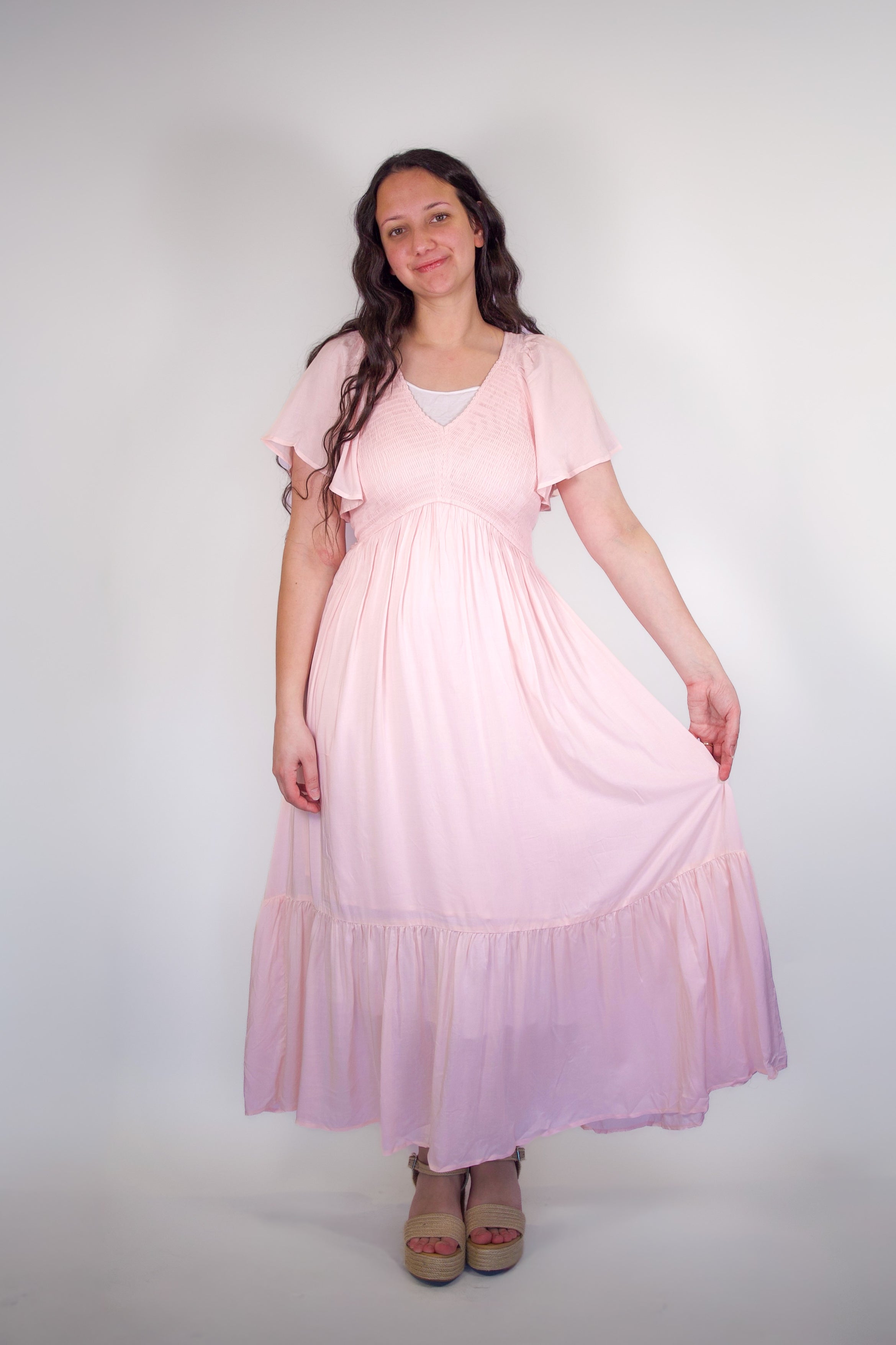 Vanessa Flutter Smocked Midi Dress