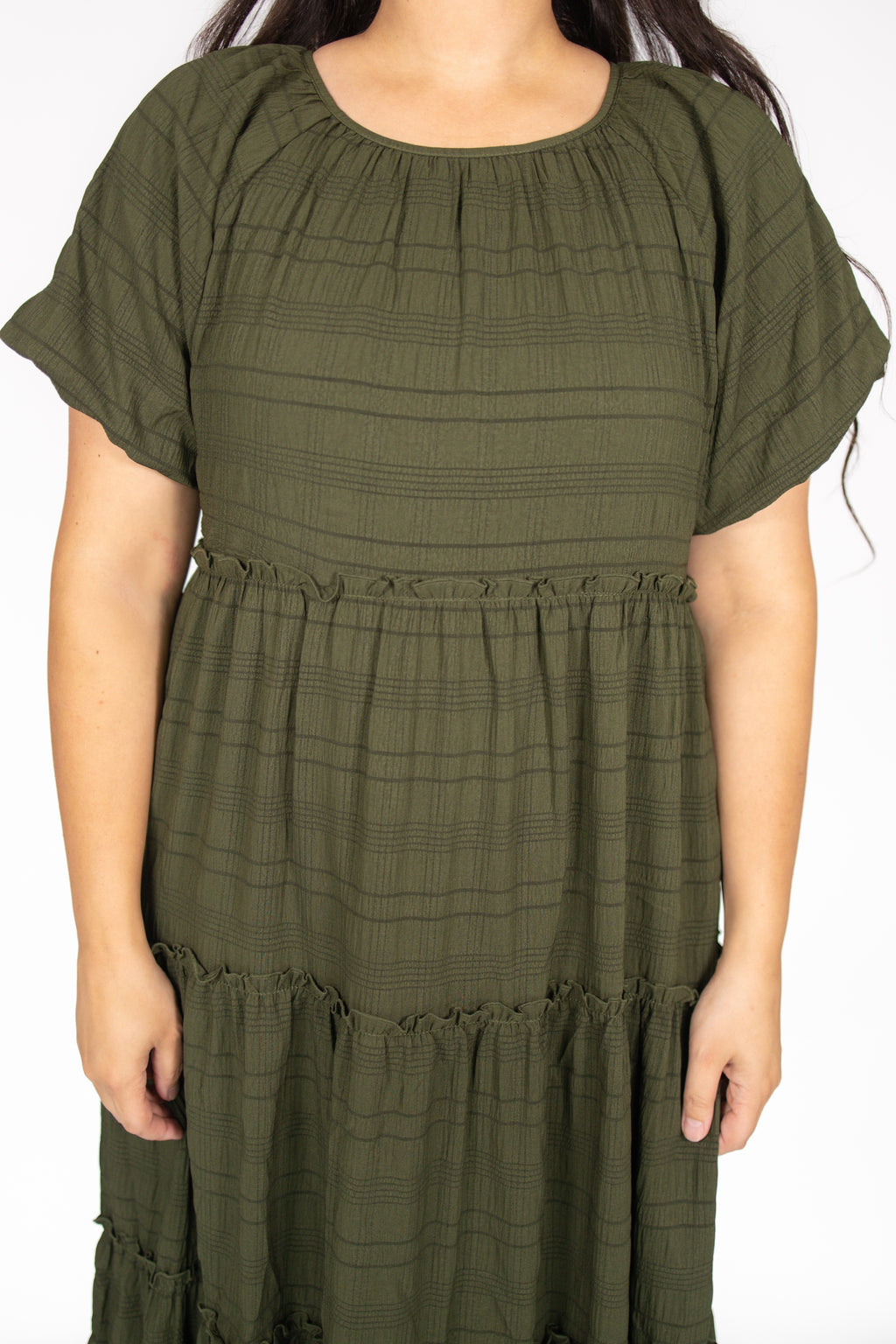 Vestido midi Serena en color oliva