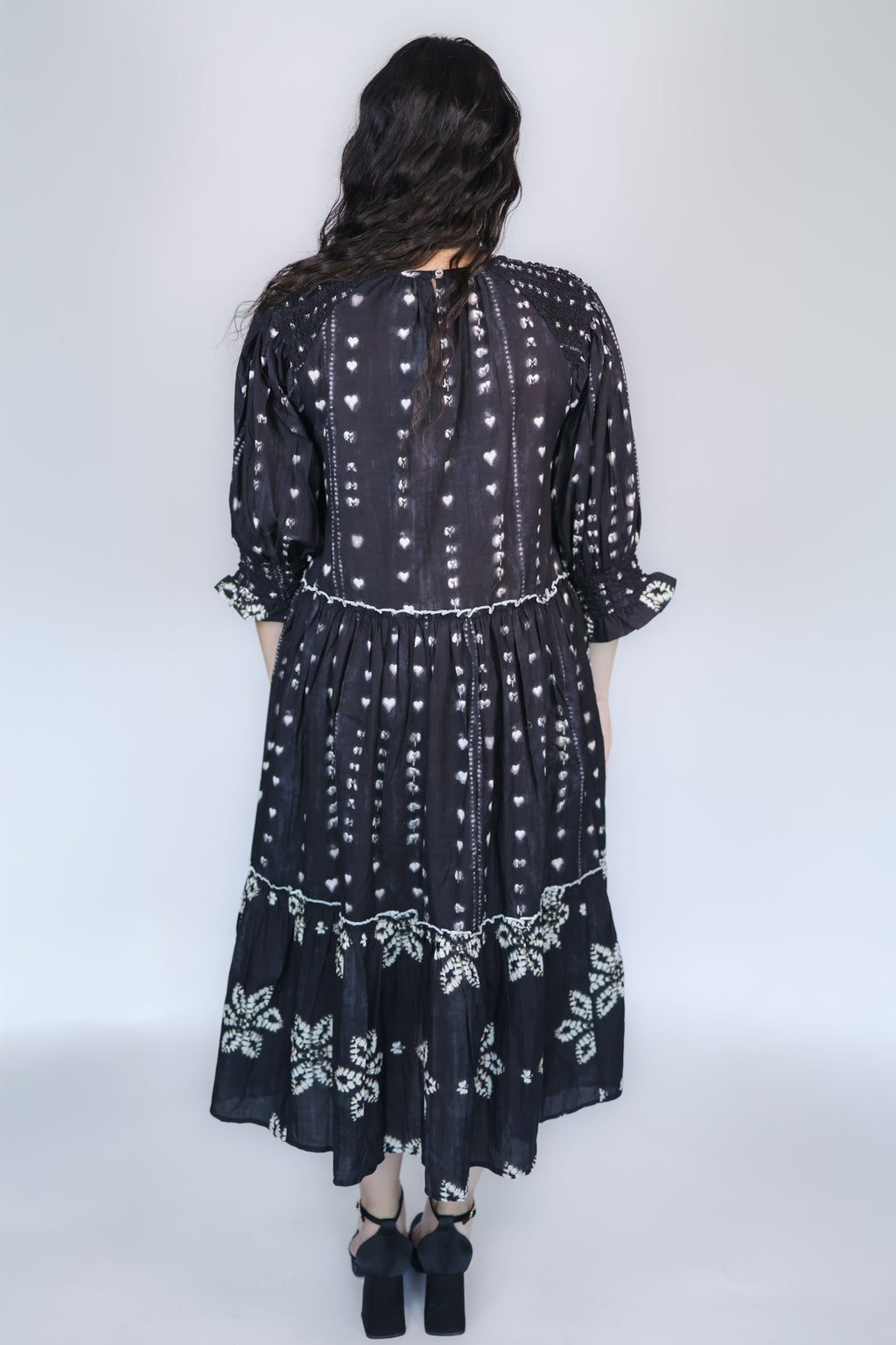Jade Tiered Midi Dress in Black