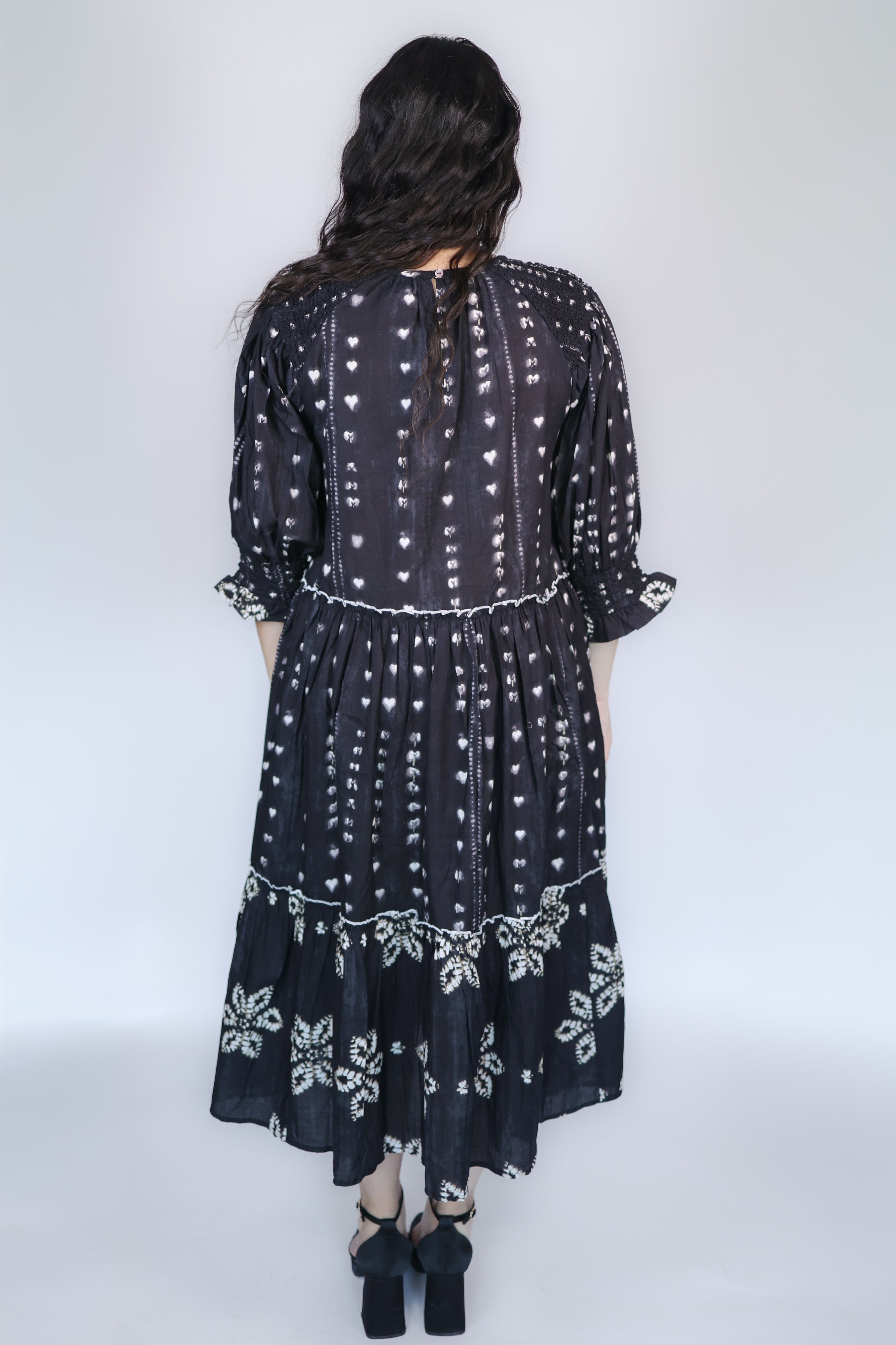 Jade Tiered Midi Dress in Black