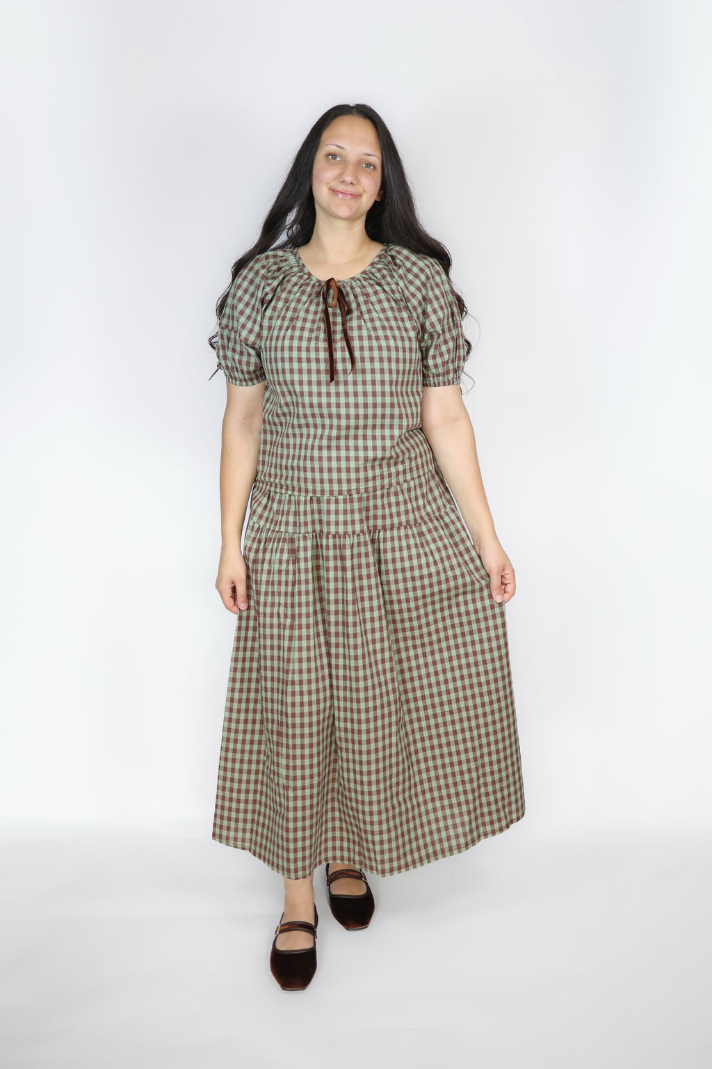 Mollie Gingham Skirt Set in Chocolate & Mint