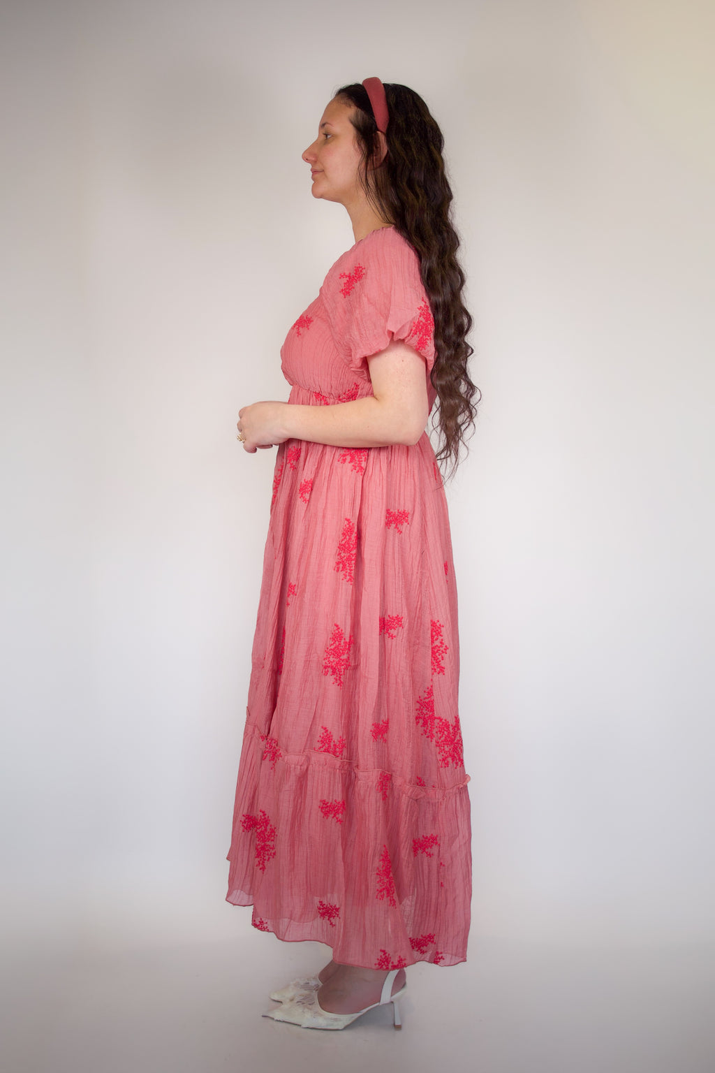 Aria Floral Embroidered Midi Dress