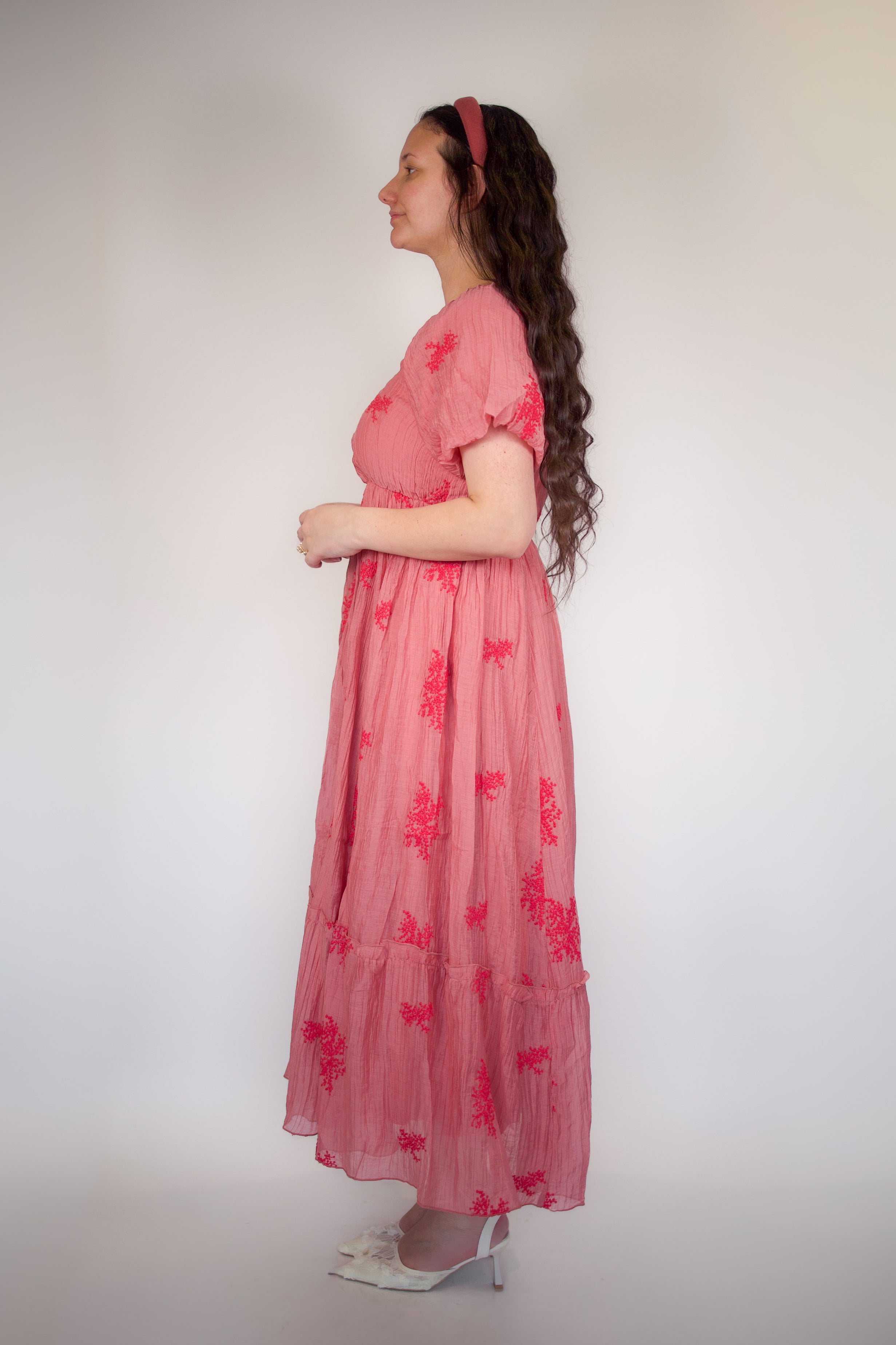 Aria Floral Embroidered Midi Dress