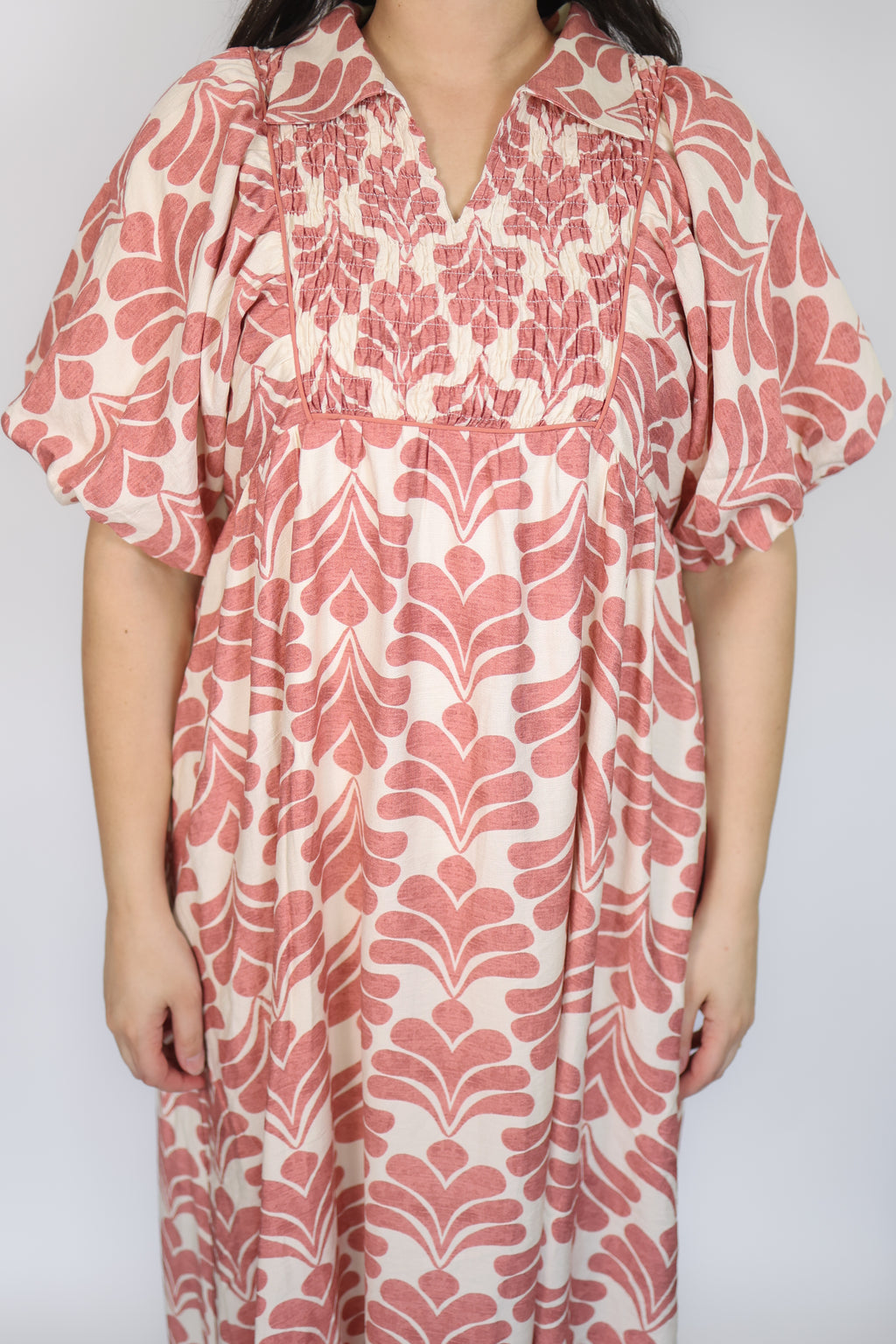 Maven Floral Smocked Dress in Mauve