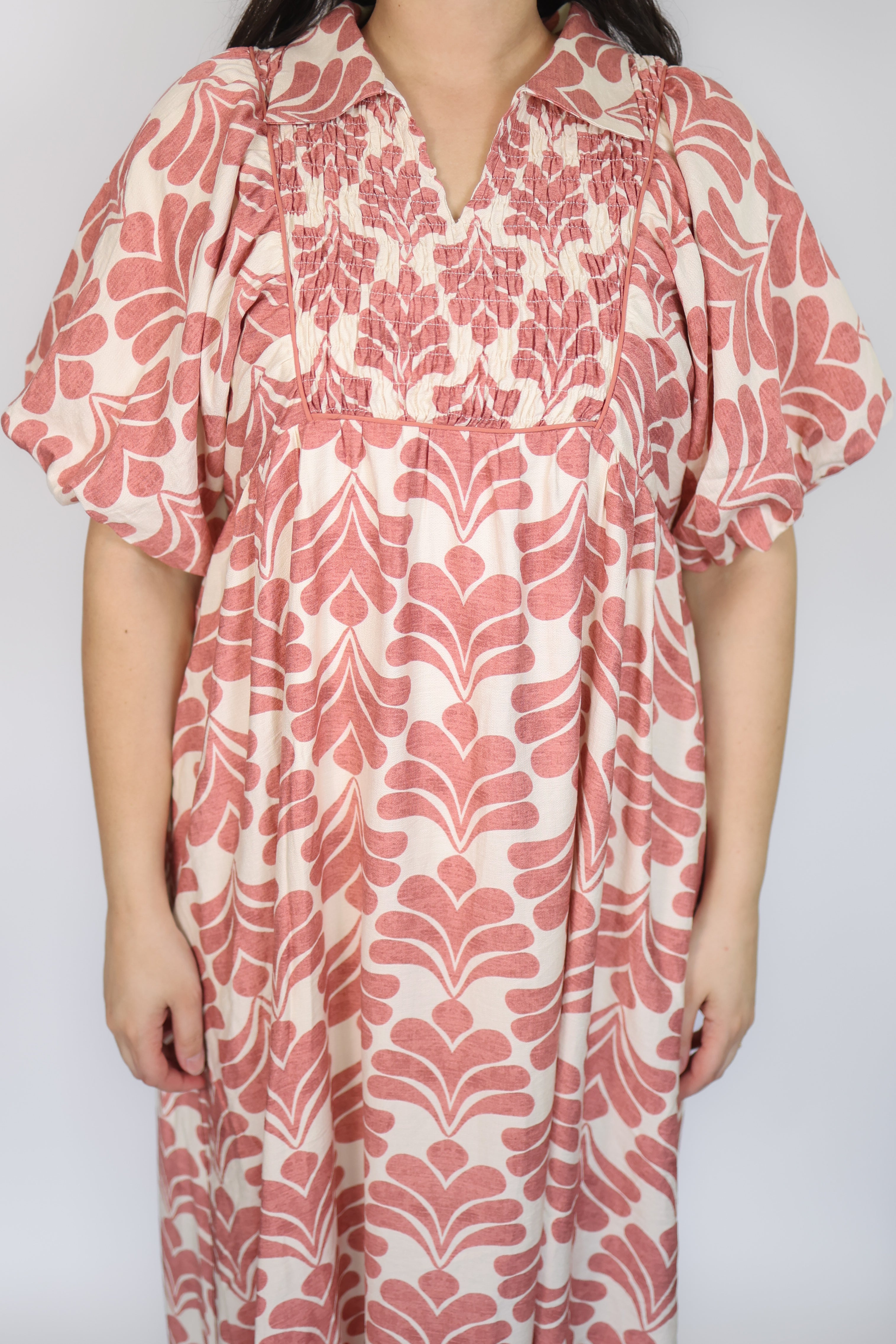 Maven Floral Smocked Dress in Mauve