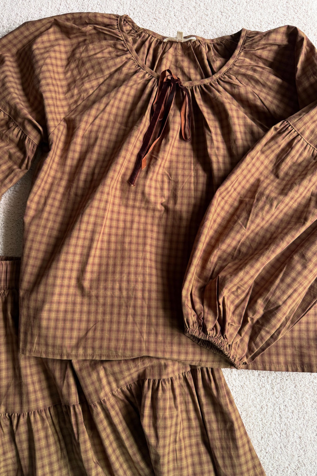 Mollie Gingham Set in Caramel