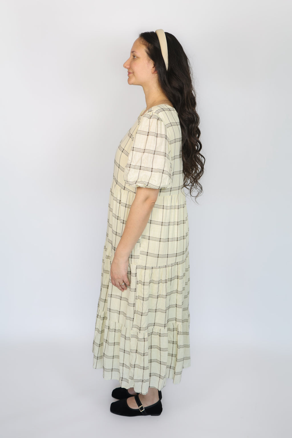 Jolie Plaid Tiered Midi Dress