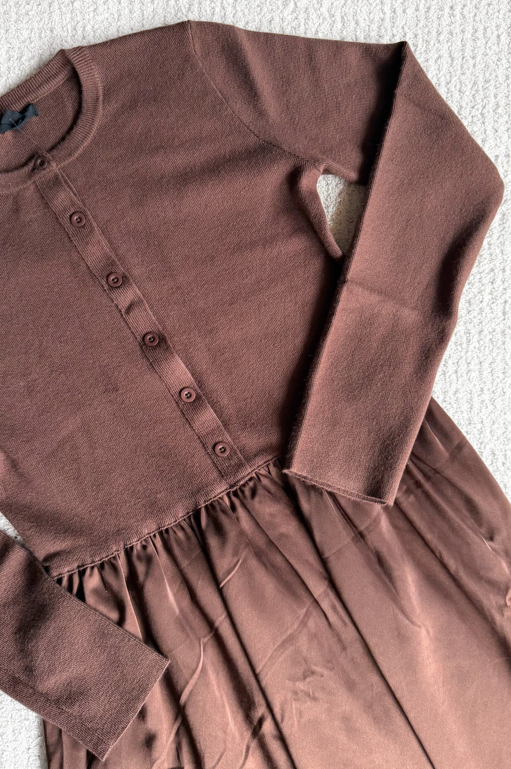 Jenna Knit Top Satin Dress in Cocoa