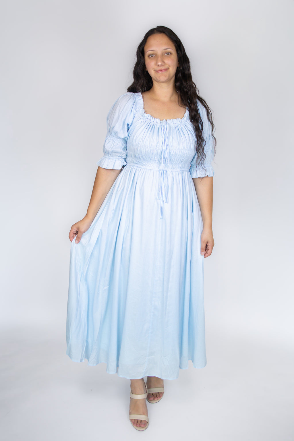 Blakely Smocked Dress in Baby Blue
