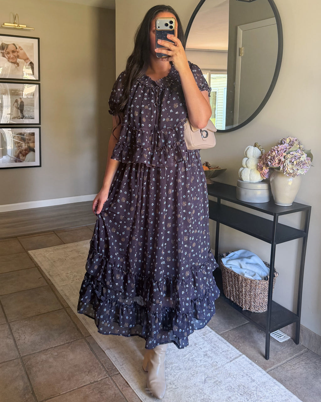 Willow Floral Skirt Set in Navy