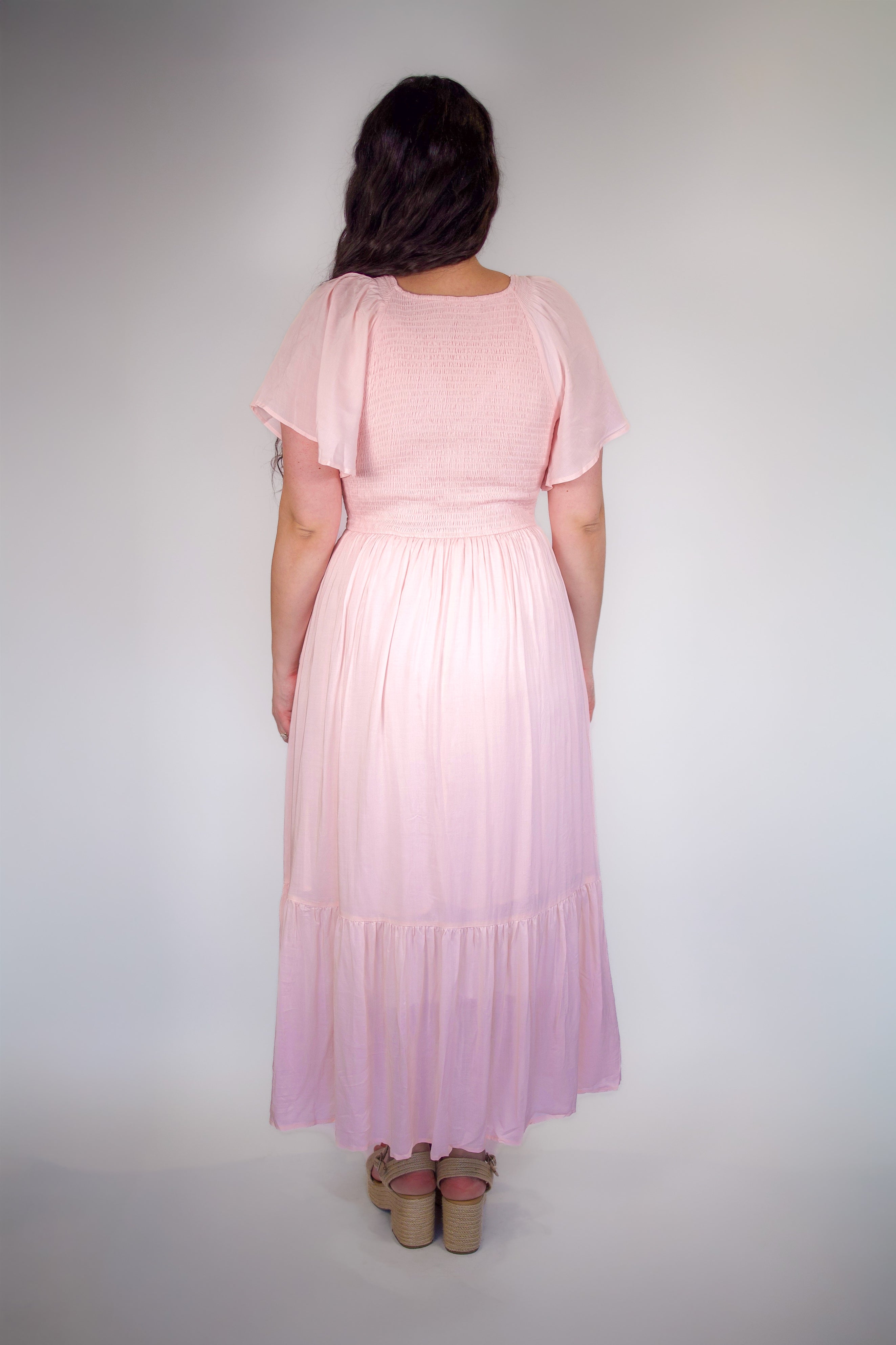 Vanessa Flutter Smocked Midi Dress