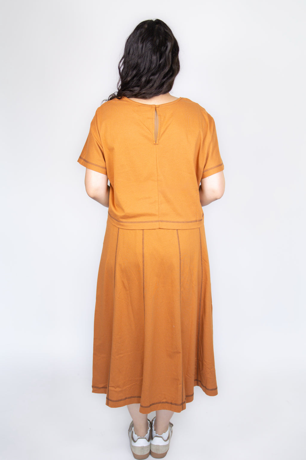 Mallie Casual Top & Skirt Set in Rust